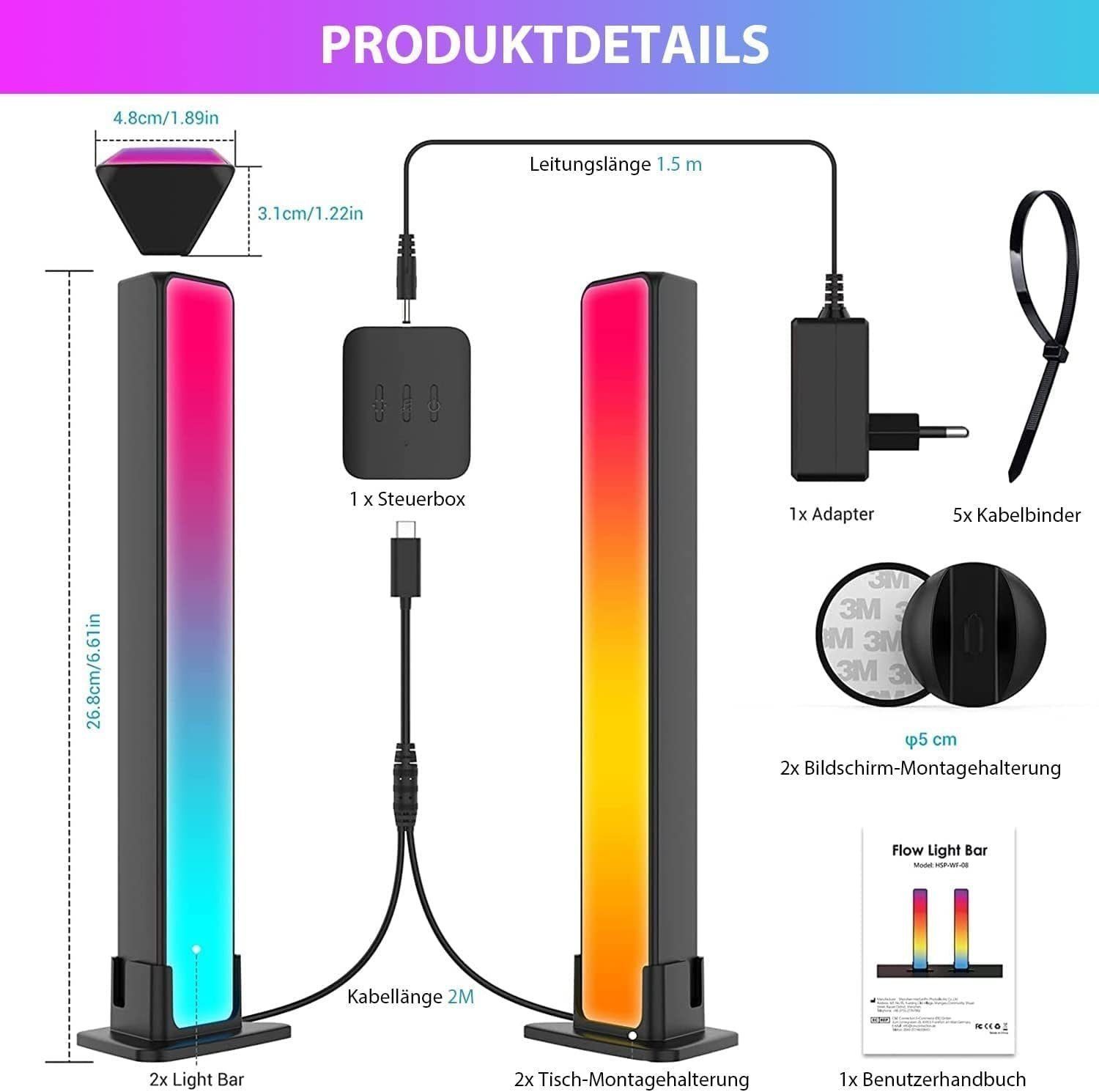 Barhootao Smart LED Ambient Light – 16 Mio. Farben, Musik-Sync, Für TV, PC & Gaming