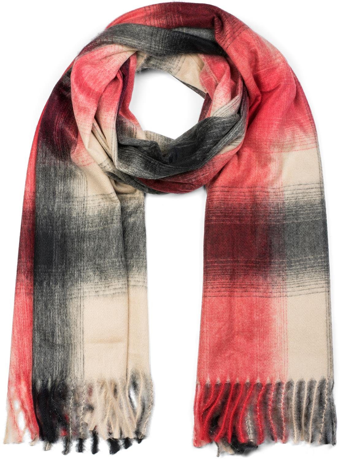 styleBREAKER XXL-Schal Schal mit Karo Muster und Fransen, (1-St)