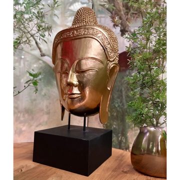 Asien LifeStyle Buddhafigur Buddha Kopf Thailand Holz Skulptur - 66cm groß