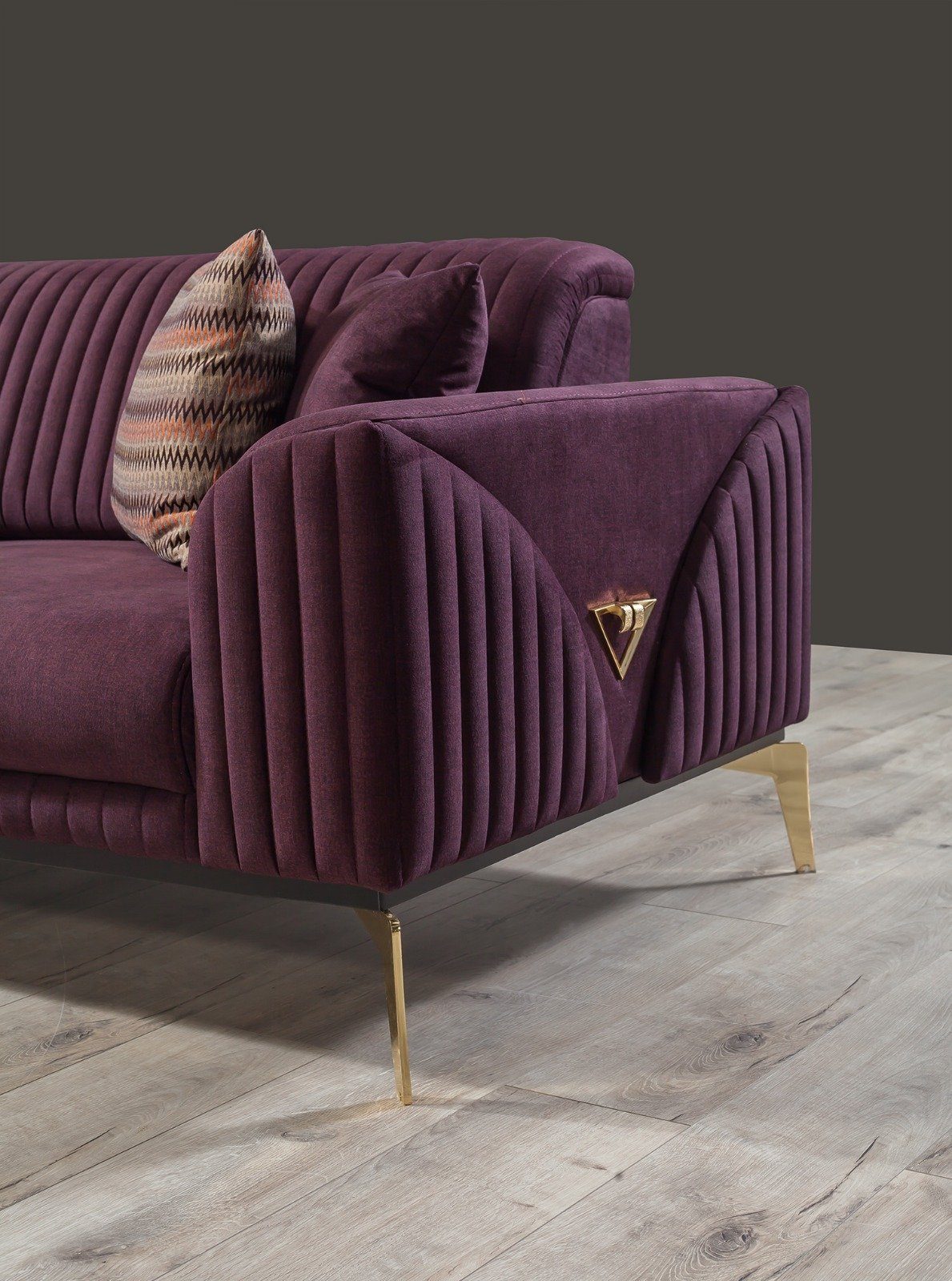 (100% Möbel Sofa 1 Turkey, Made 2-Sitzer, Luxus-Microfaser Violett Stk. in Leaf, Villa Polyester) Quality