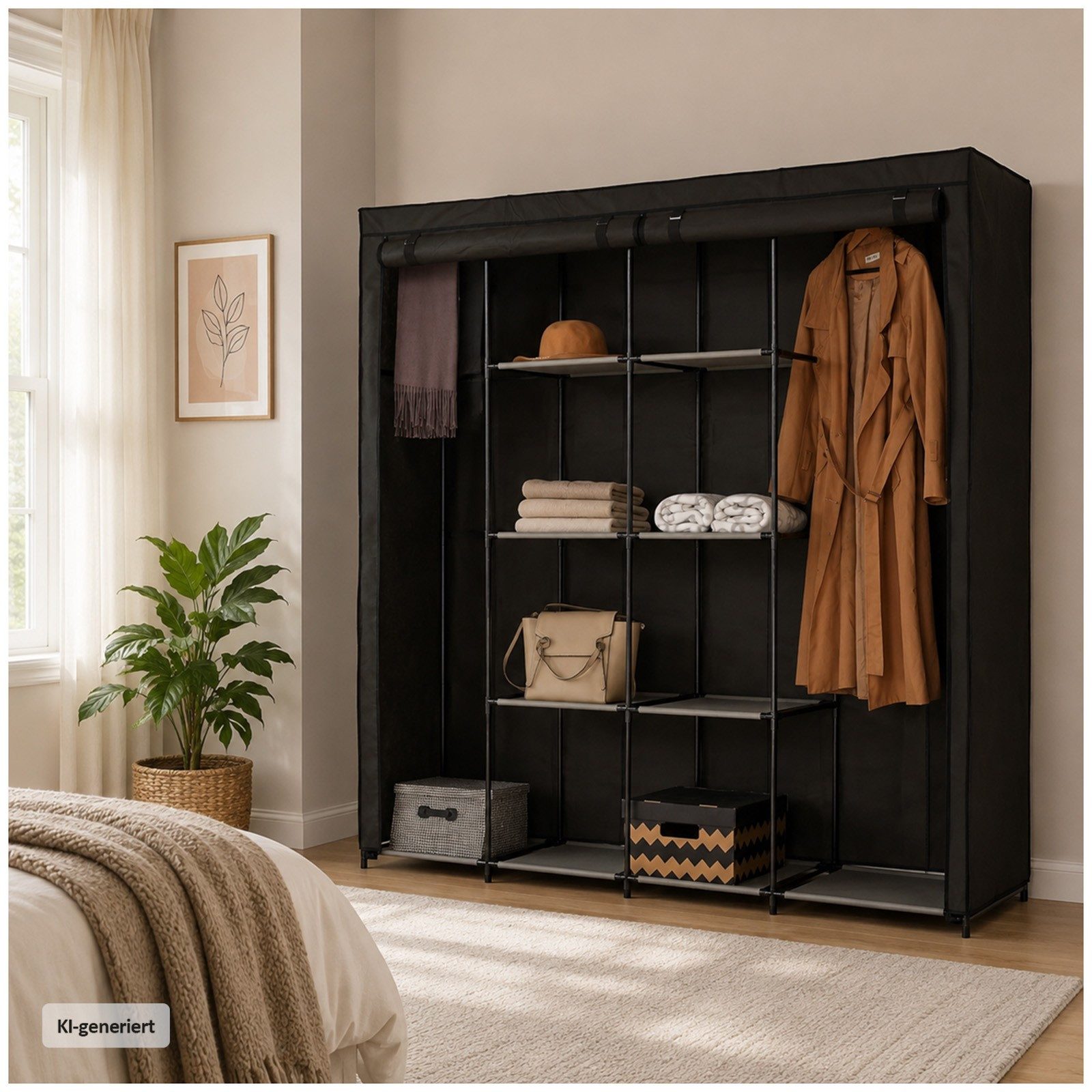 HTI-Living Stoffschrank Stoffschrank XL Lena Dunkelgrau (Stück, 1-St., 1 Stoffschrank, ohne Dekoration) Kleiderschrank