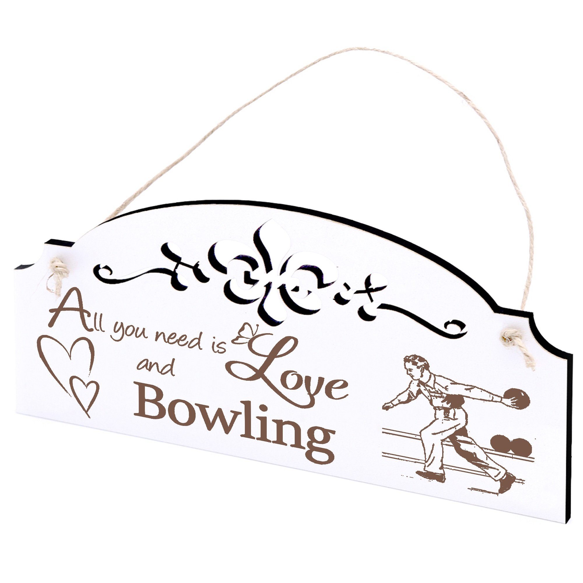 Dekolando Hängedekoration Bowler Deko 20x10cm All you need is Love