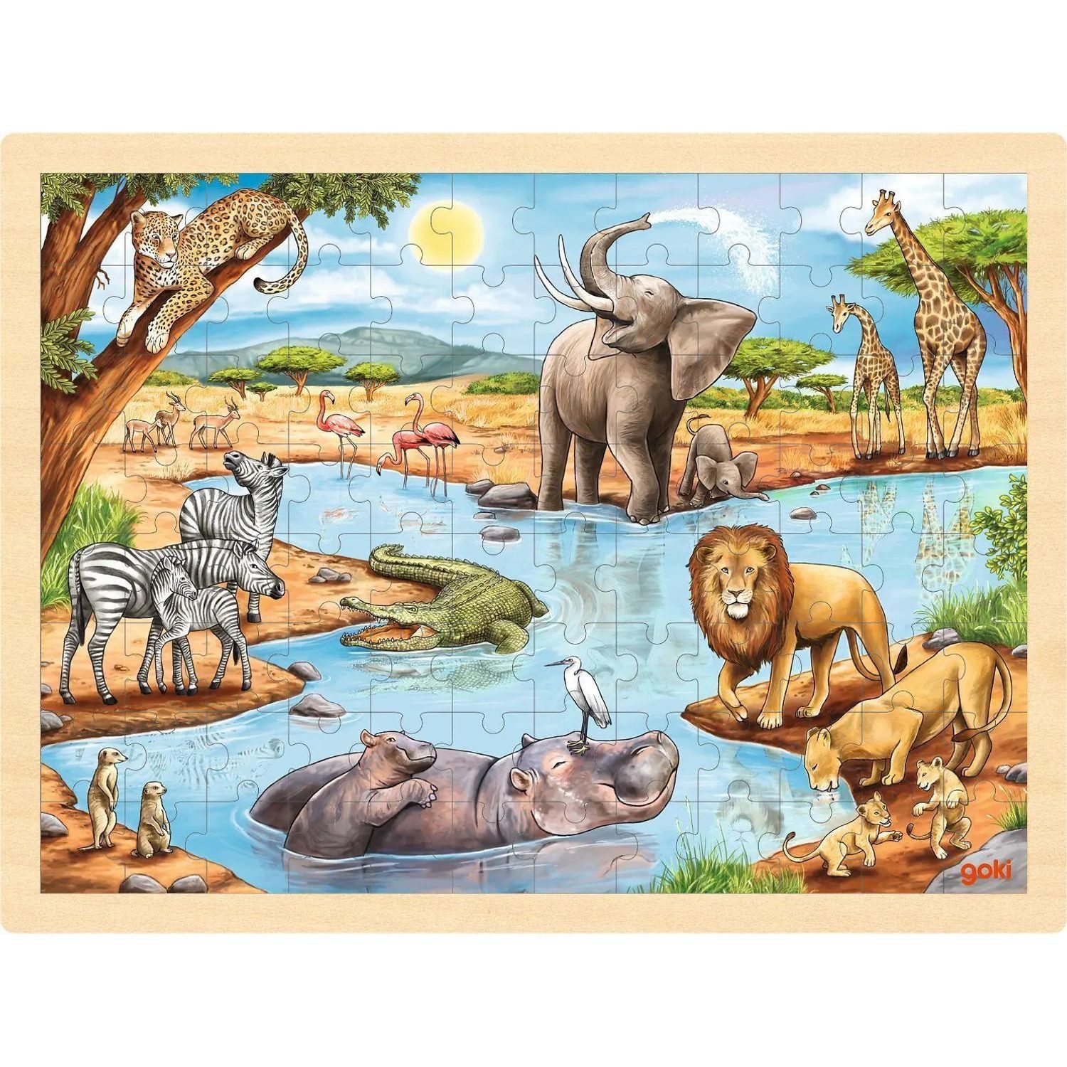 Gollnest & Kiesel Puzzle Einlegepuzzle afrikanische Savanne, 96 Puzzleteile