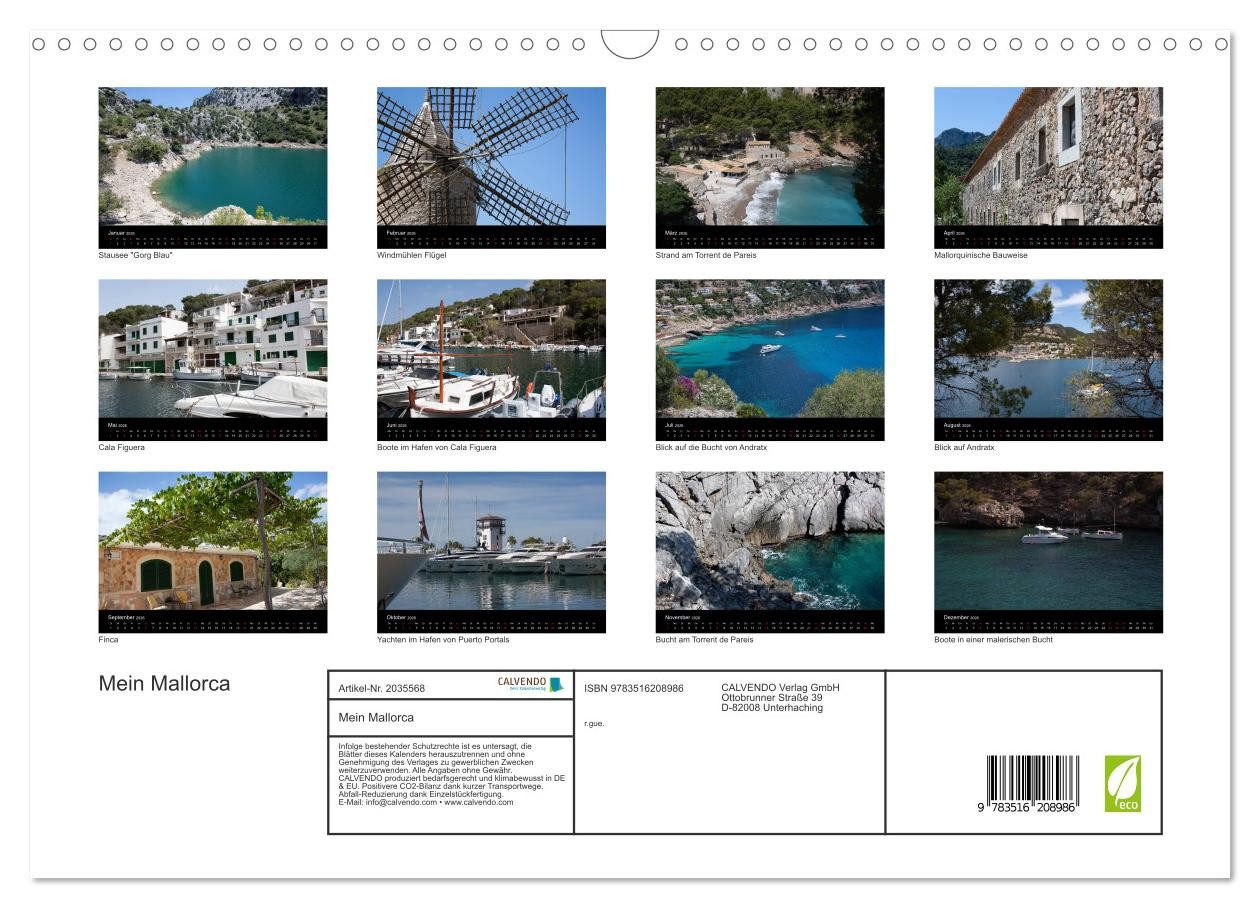 Thumbnail - CALVENDO Wandkalender Mein Mallorca (Wandkalender 2026 DIN A3 quer), CALVENDO Monatskalender