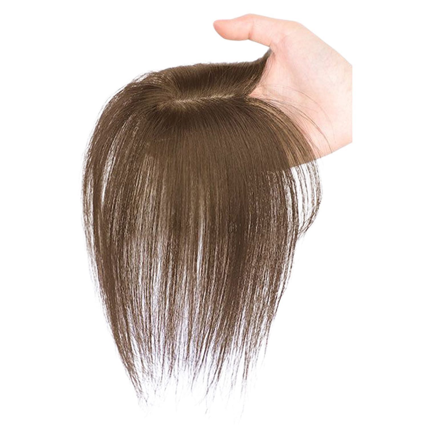 Kunsthaarperücke Haarteile Nahtlose Haarpolster Toupet Haarteil Clip in Pony 35CM