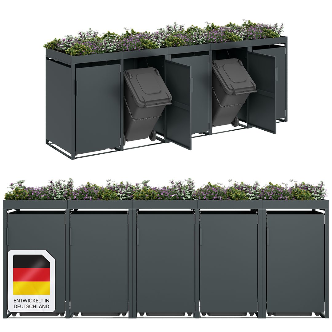 STEELSØN Mülltonnenbox Thoria mit Pflanzendach (Anthrazit, günstig online kaufen