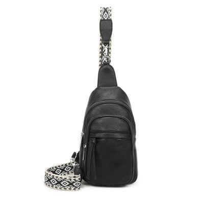 ITALYSHOP24 Schultertasche Damen Sling-Tasche Crossbody Brusttasche Bodybag, Umhängetasche, Crossover & Rucksack