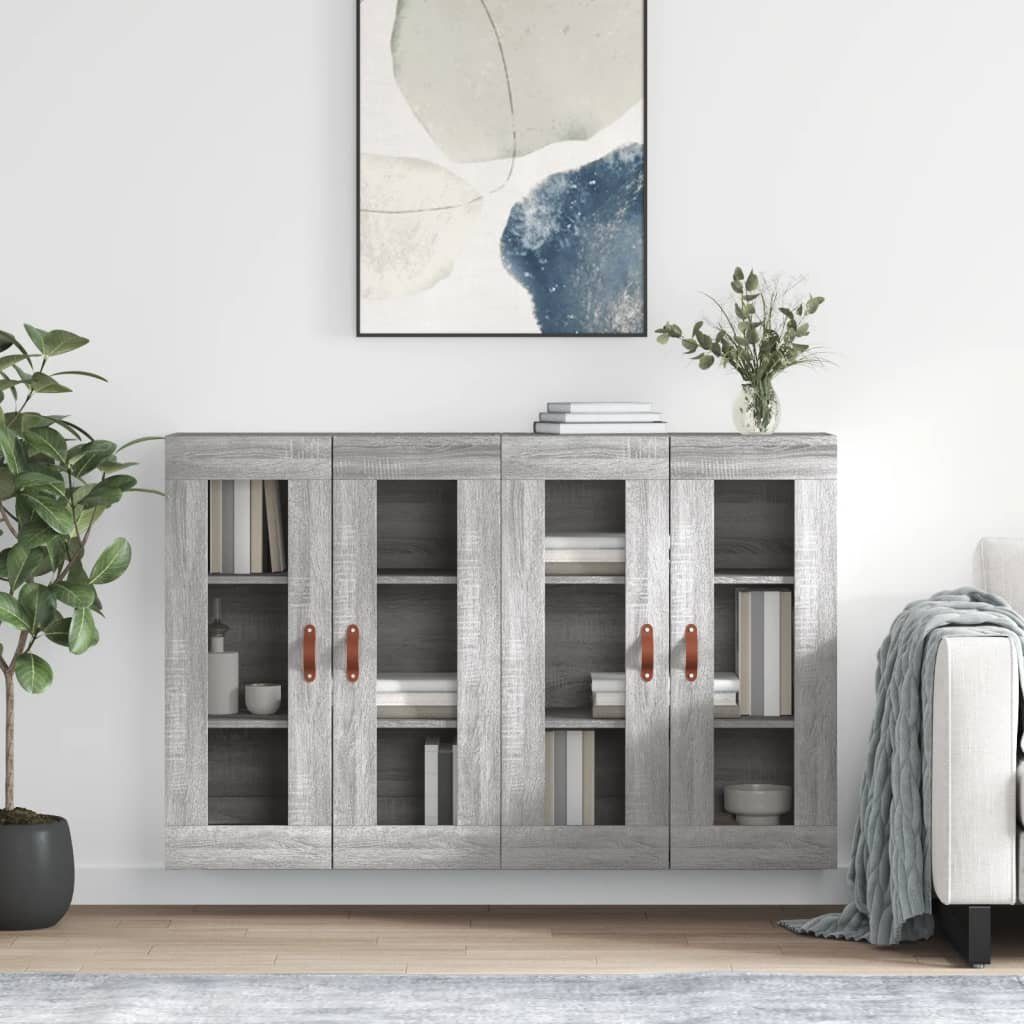 furnicato Sideboard Wandschränke 2 Stk. Grau Sonoma Holzwerkstoff