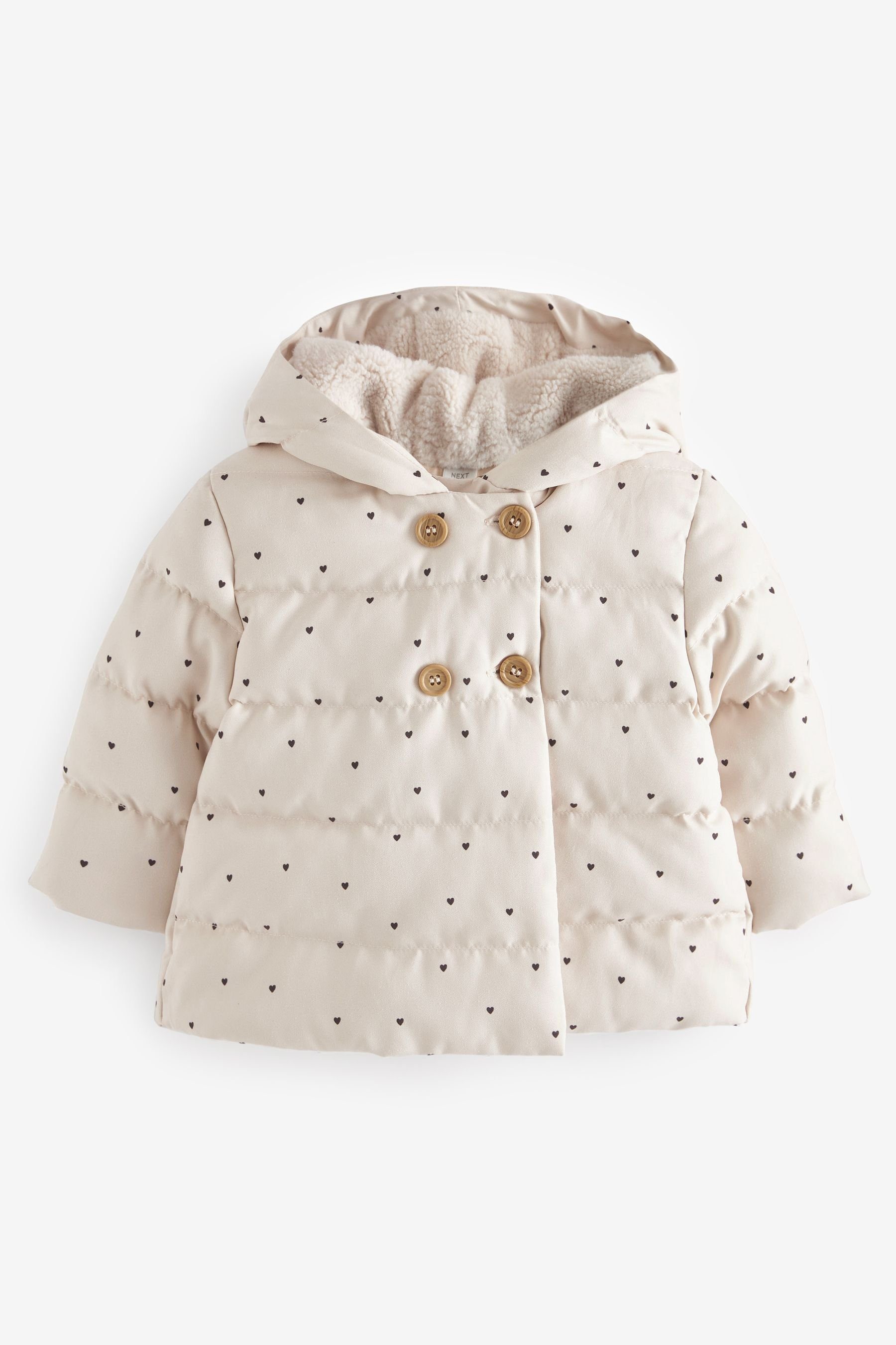 für Next mit Steppjacke (1-St) Kapuze Steppjacke Babys Heart Cream