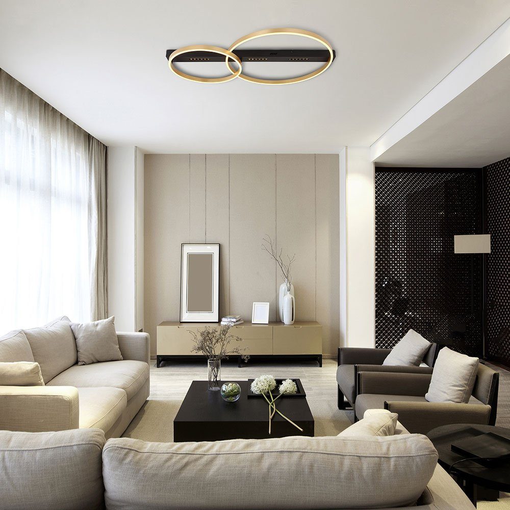 Wohnzimmerleuchte verbaut, 3 Deckenleuchte Deckenlampe LED etc-shop Warmweiß, gold LED-Leuchtmittel Deckenleuchte, fest schwarz Stufen LED