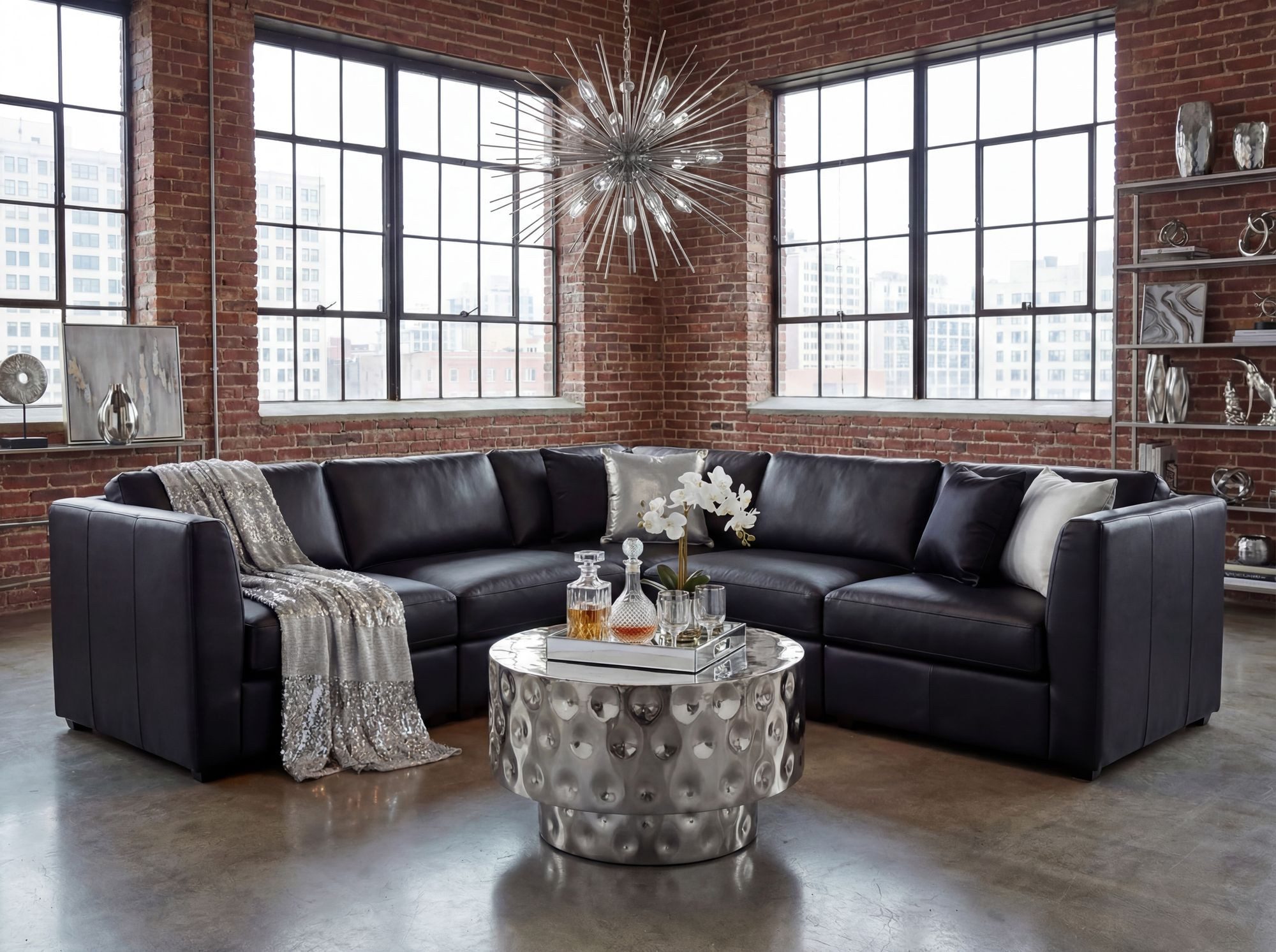 FINEBUY Couchtisch FB77624 Sofatisch Wohnzimmertisch Aluminium rund 60cm Beistelltisch (Stilvoller Kaffeetisch in edler Trommelform), Pflegeleichter Ablagetisch fertig montiert