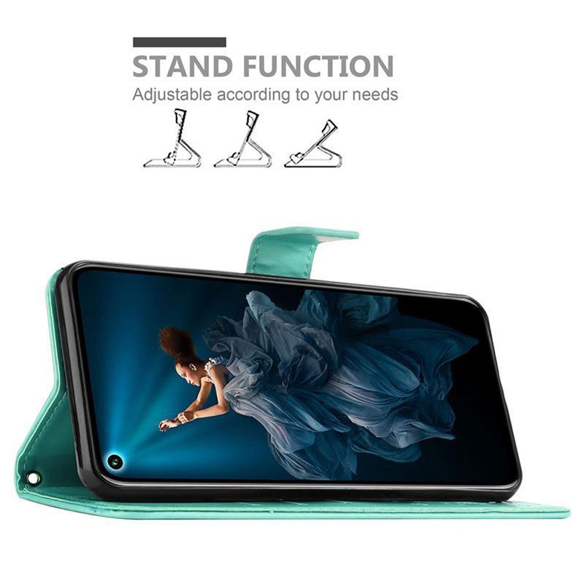 Cadorabo Handyhülle für Honor 20 PRO Hülle Honor 20 PRO, Hülle Schutzhülle Blumen Flower mit Standfunktion Kartenfach Magnet