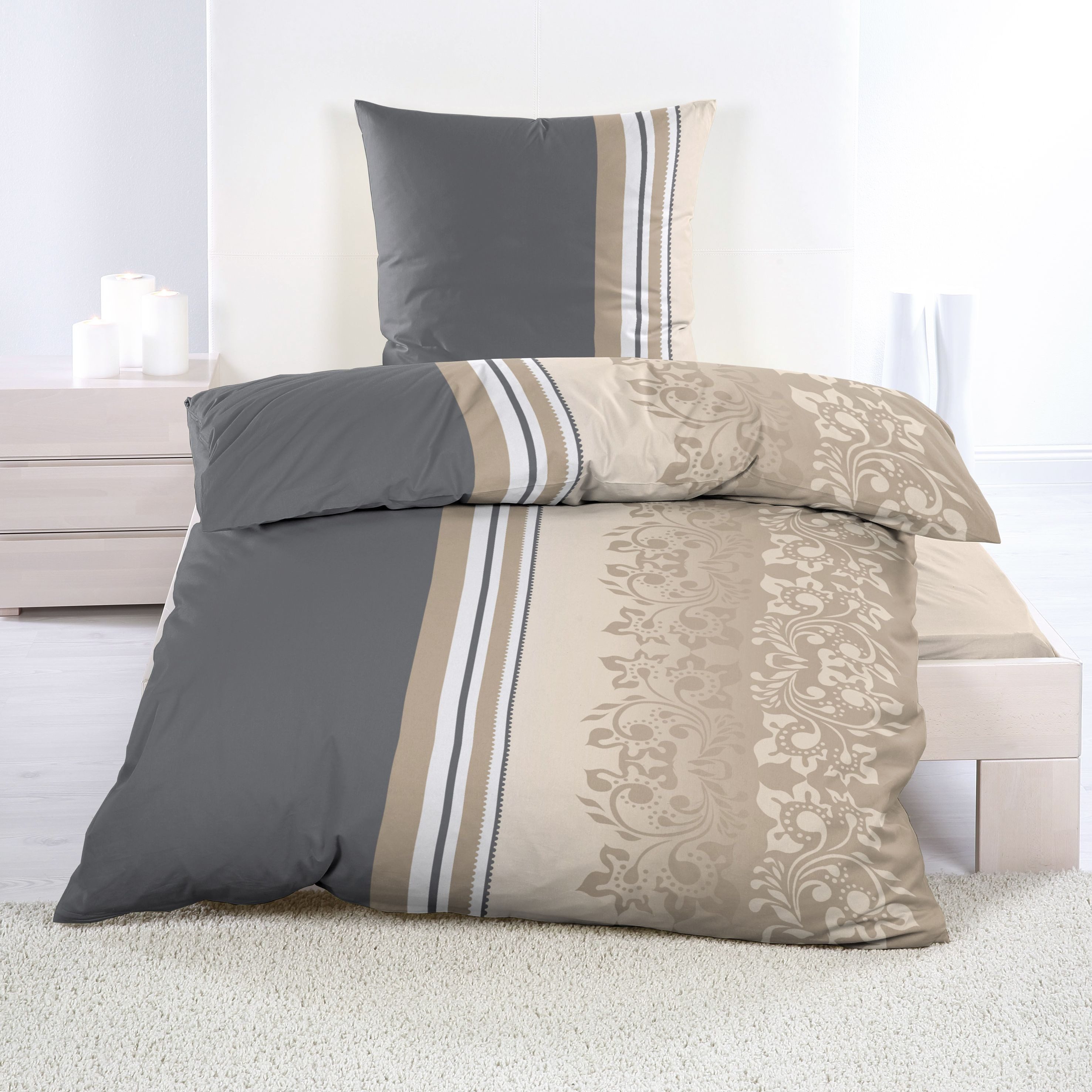 Casa Colori Bettwäsche Biber 135x200 cm mit Reißverschluss 100% Baumwolle, günstig online kaufen