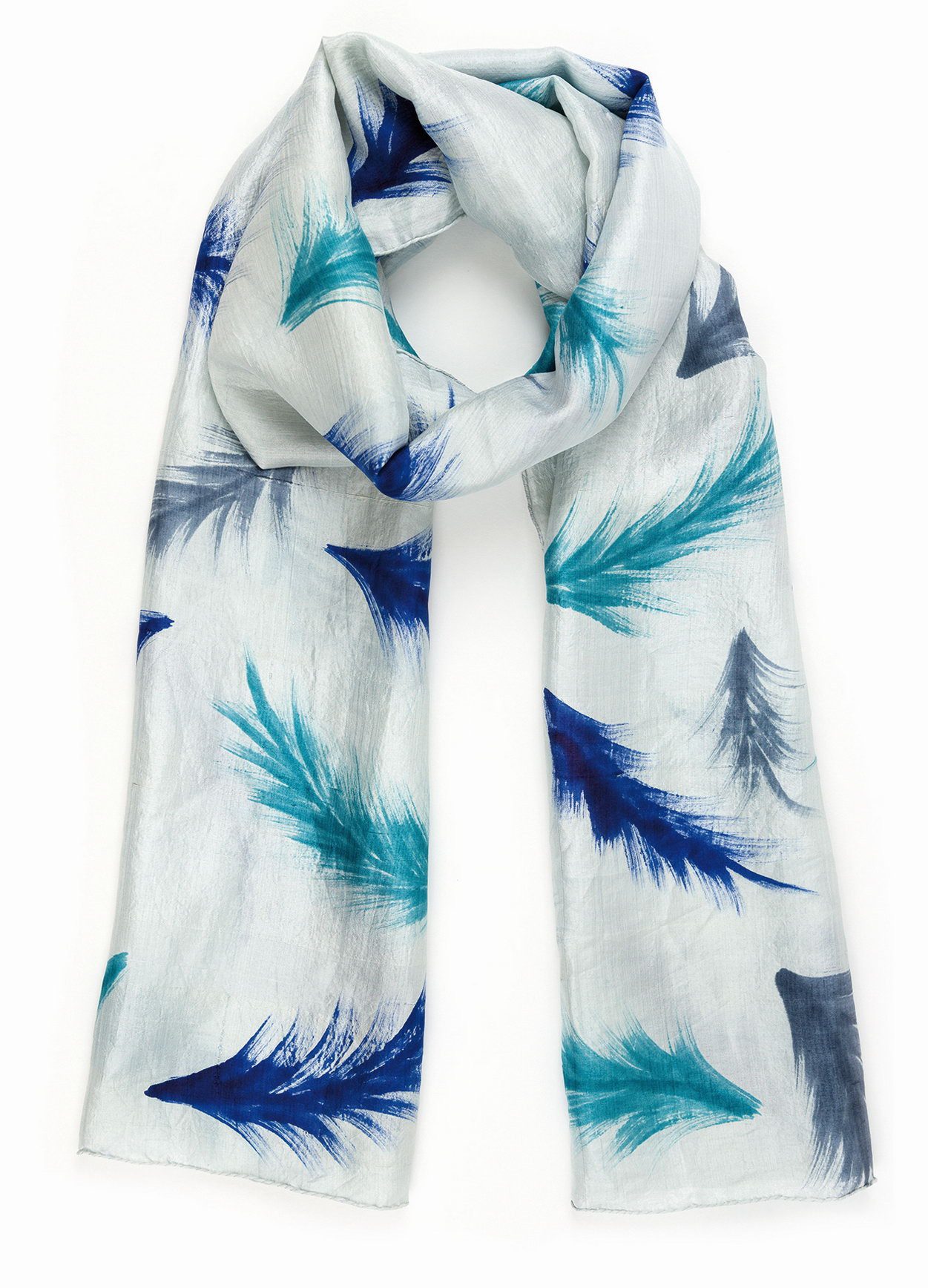 El Puente Seidenschal "Feather" // weiß, blau