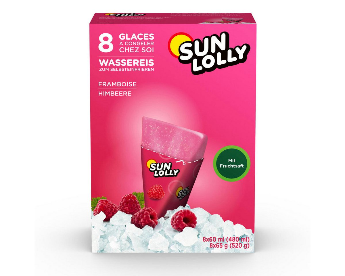 SUN LOLLY Süßigkeit, Sun Lolly Wassereis zum Selbsteinfrieren mit Himbeergeschmack 8er