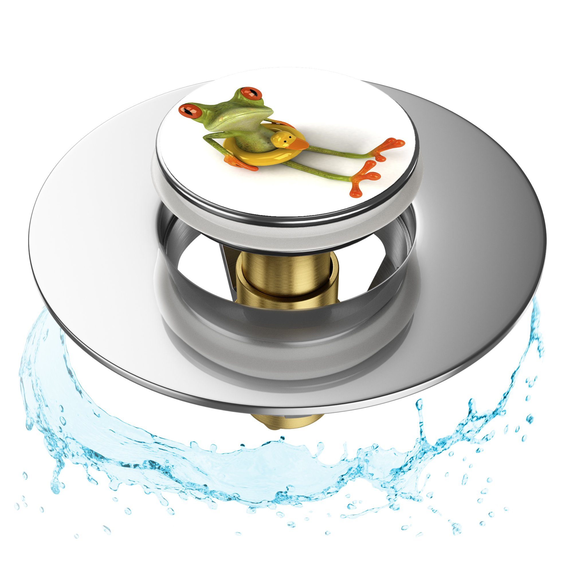 Sanilo Waschbeckenstöpsel Pop-Up Froggy, hochwertig, universell, mit Motiv, 100% wasserdicht – Bild 4 von 5