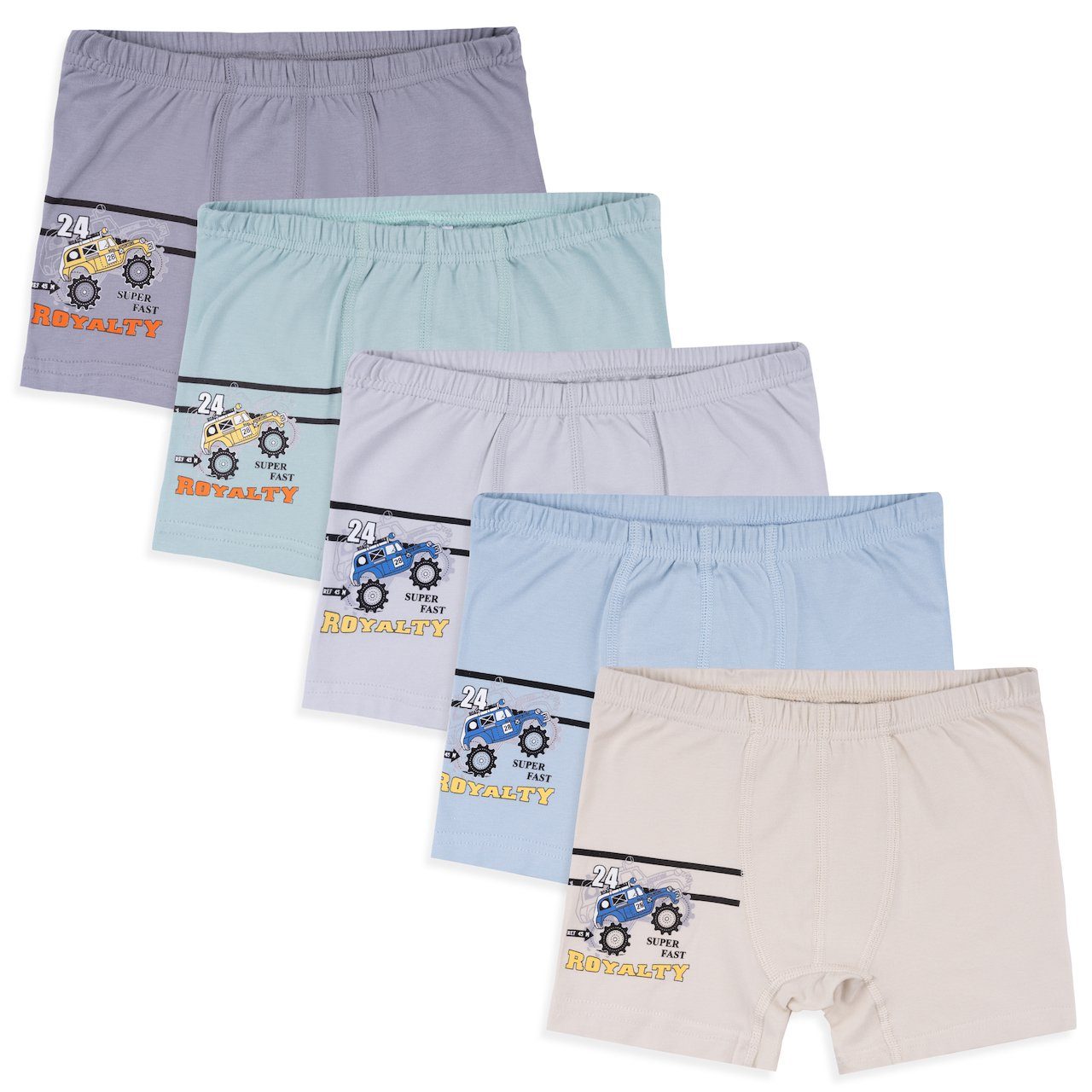 LOREZA Boxershorts 5 Jungen Boxershorts Unterhosen aus Baumwolle Unterwäsche - Rallye (Spar-Packung, 5-St)