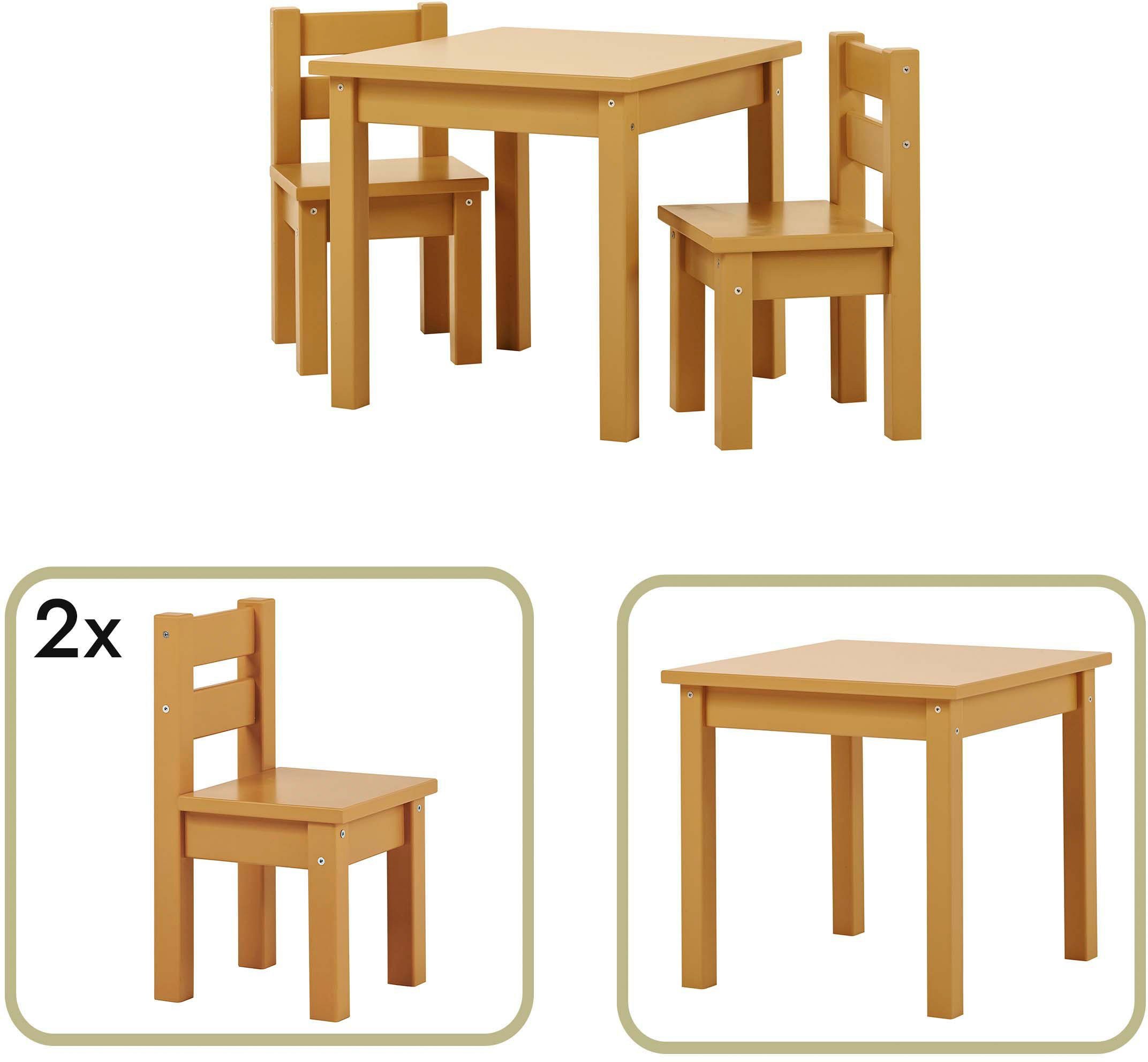 zwei in vielen gelb Tisch, Stühle), Hoppekids 1 Kindersitzgruppe, 2 MADS Farben, Kindersitzgruppe (Set, 3-tlg., mit Stühlen
