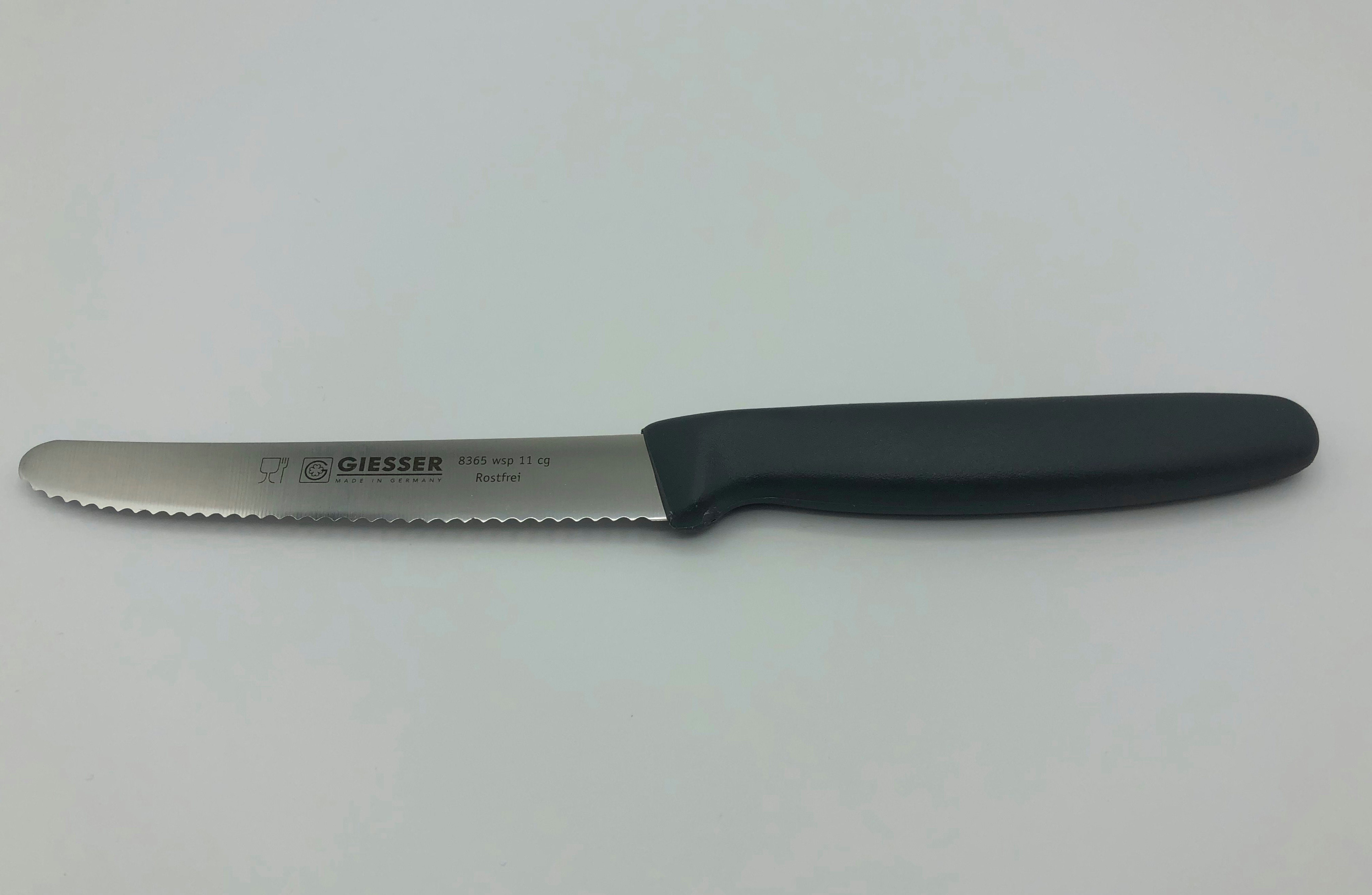 GIESSER Томатный нож Allzweckmesser Brötchenmesser 8365 wsp 11, Spülmaschinenfest, langlebig, 3 mm Wellenschliff extrem scharf