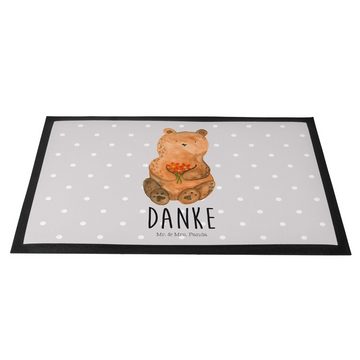 Fußmatte 40 x 60 cm Bär Dankbar - Grau Pastell - Geschenk, Schmutzfangmatte, H, Mr. & Mrs. Panda, Höhe: 0.3 mm, abriebfest