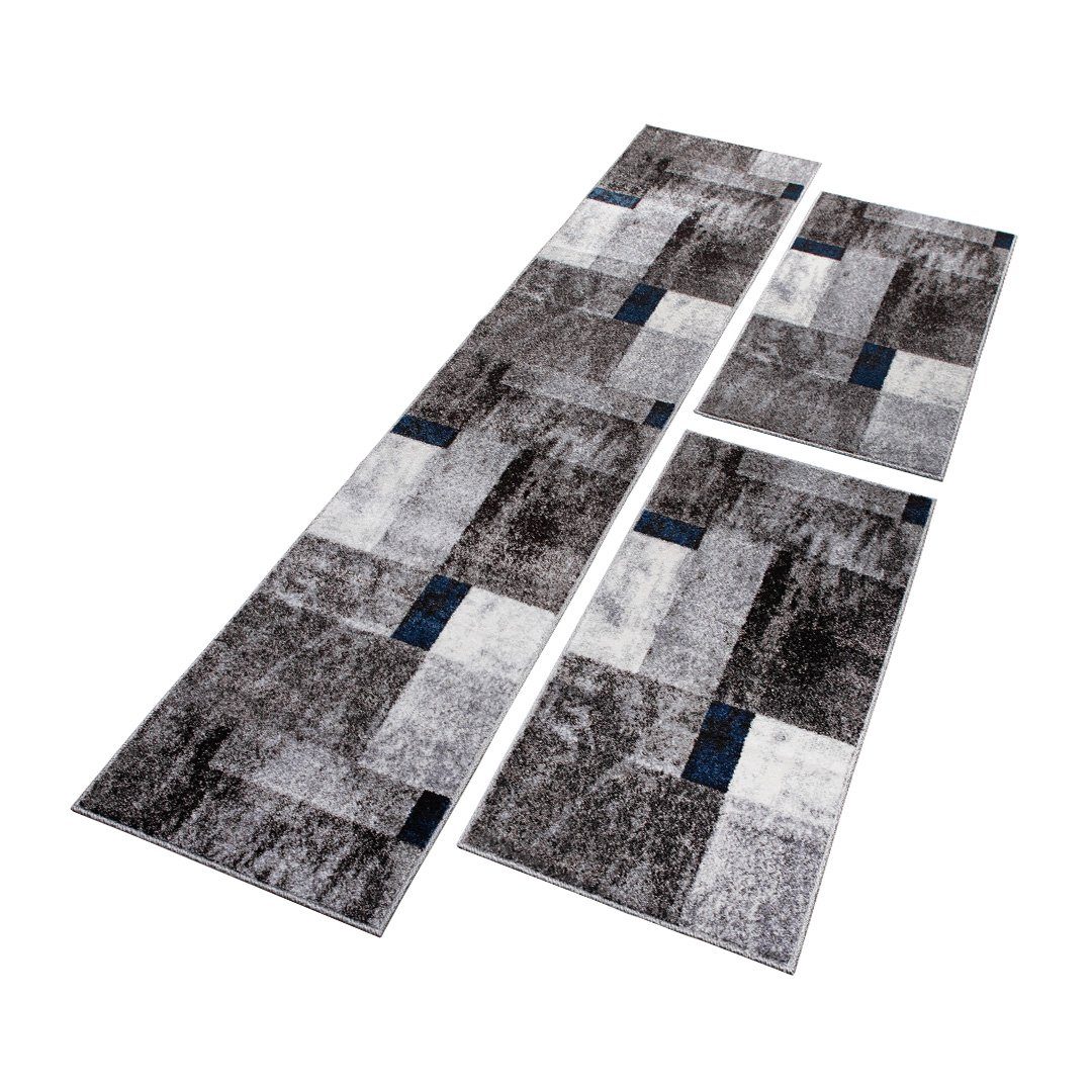 oKu-Tex Bettumrandung PHOENIX, Bettvorleger-Set, 3-tlg. Schlafzimmer, Höhe 11 mm, (Set, 3-tlg. 1 x 67 x 340 cm + 2 x 67 x 140 cm), Bettumrandung 3 teilig., weicher Kurzflor, modernes Design, meliert