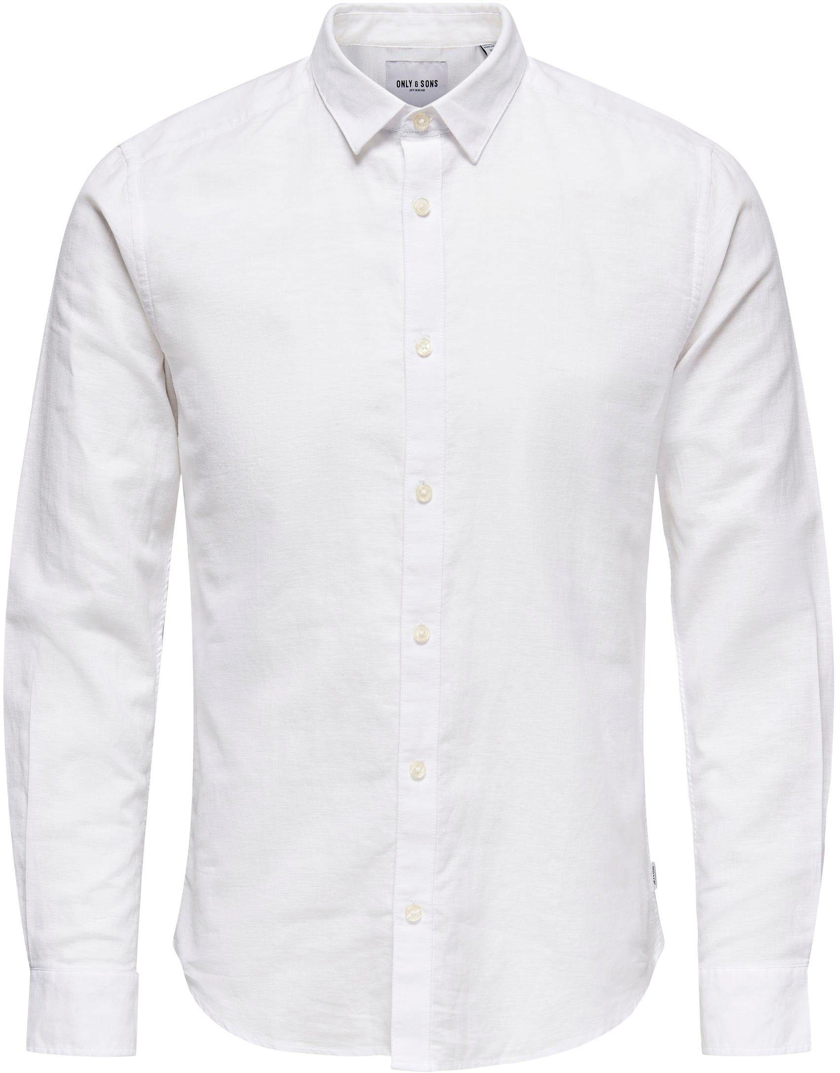 SOLID ONLY LINEN ONSCAIDEN White & SHIRT SONS LS Langarmhemd NOOS