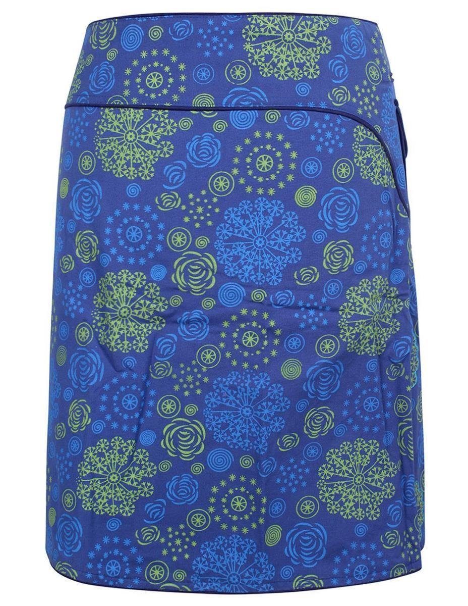 Vishes Wickelrock Rock Sidebag blau Druckknöpfe Wickeln Blumen bedruckt Style Ethno Goa, Elfen
