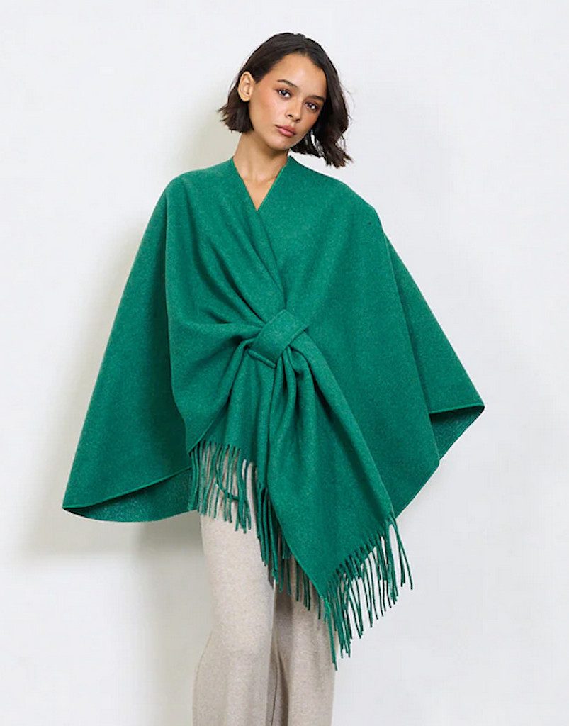 BZNA Poncho BZNA Strickponcho - Wolltuch mit Fransen - Cape MADE IN ITALY mit Fransen