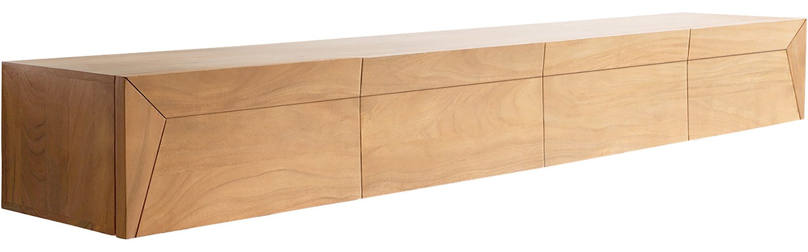 DELIFE Lowboard Kayu, Akazie Natur 220 cm 4 Türen schwebend Lowboard