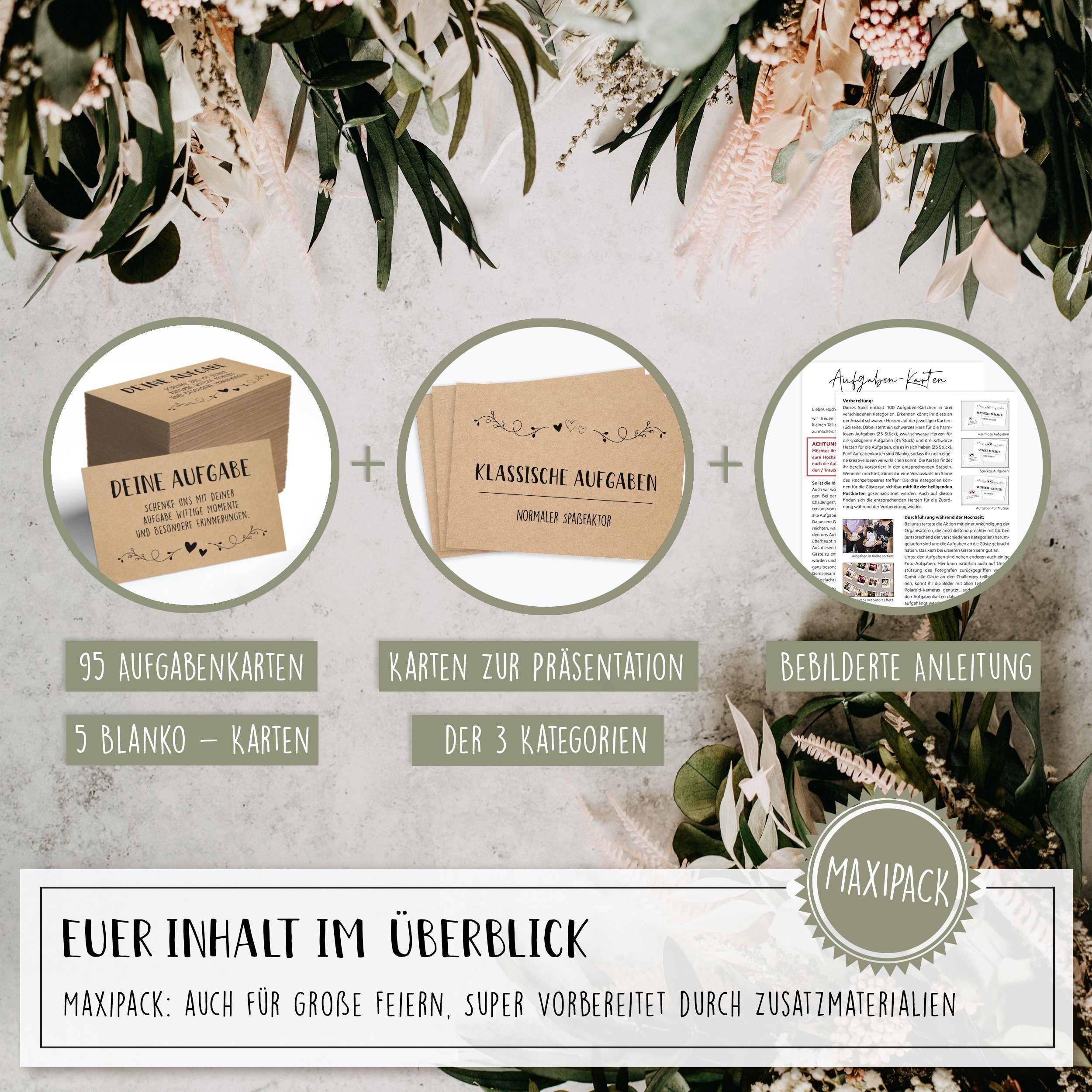 Hyggelig Home Hochzeitskarte 100 Hochzeits Aufgaben Karten, Hochzeitsspiel, Fotospiel, Kreative Aufgaben, Qualitätsdruck Dickes Papier