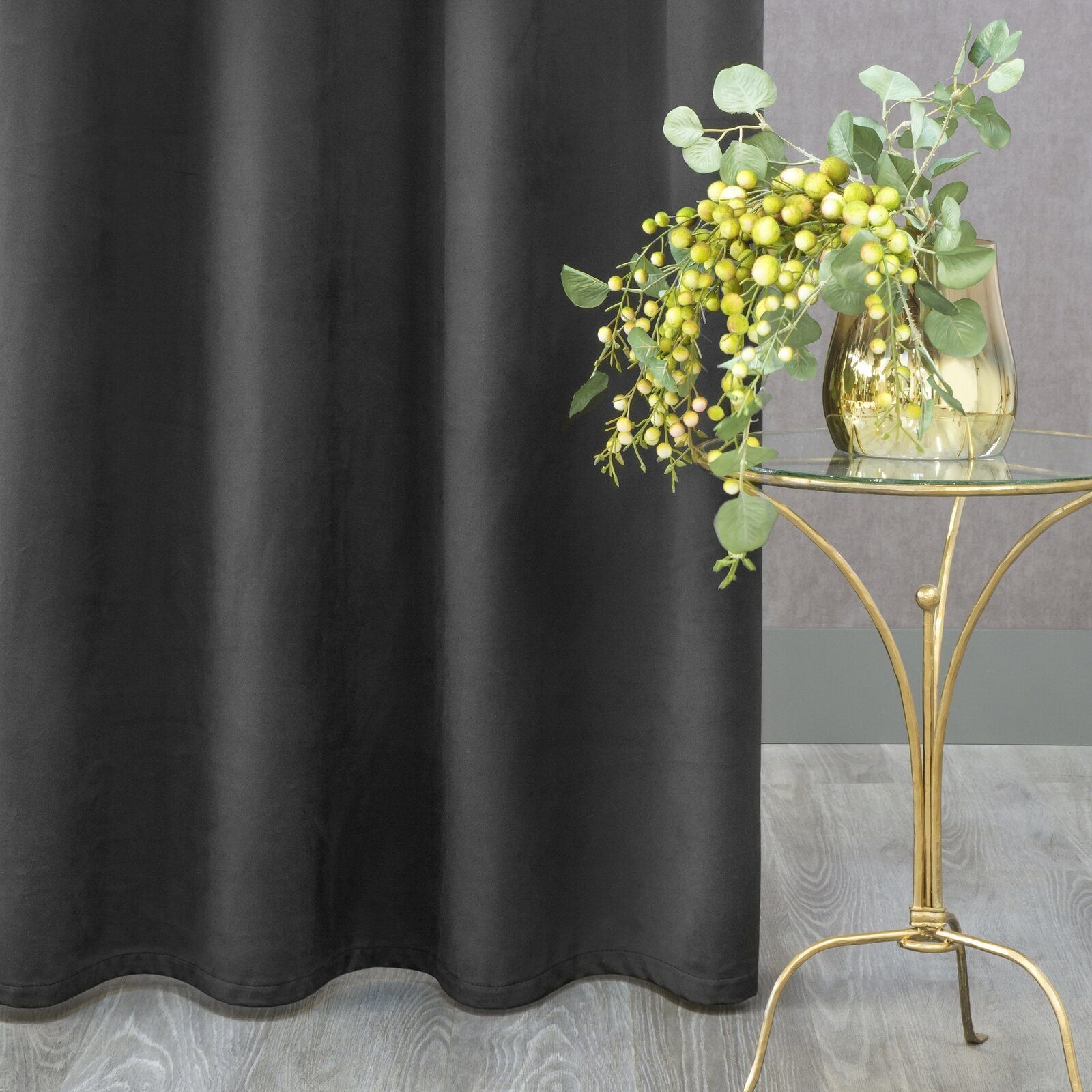 Design91 Vorhang Samtvorhänge 140x270 cm 135x300 cm (1 St), Kräuselband, blickdicht, Samt, Wohnzimmer Tunnelzug – Bild 4 von 5