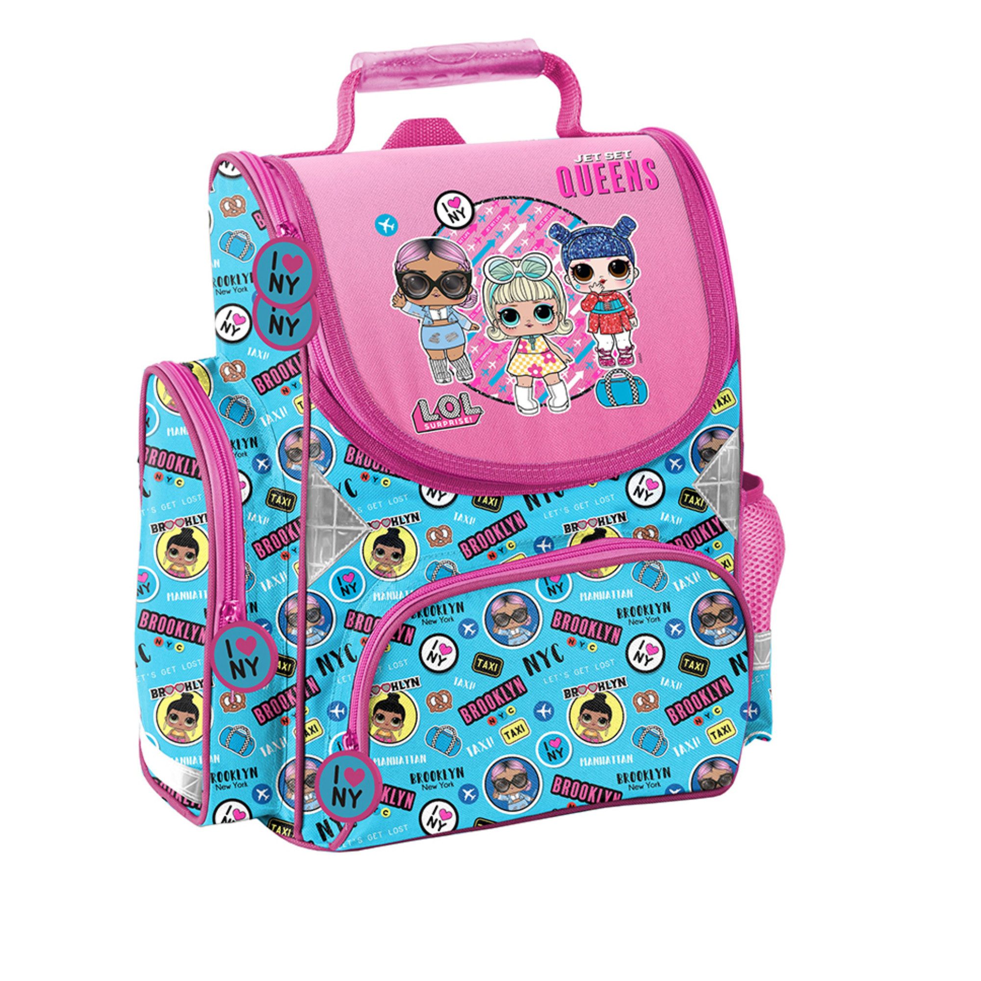 GOLDKIDS Schulranzen für Jungen und Mädchen, 4er-Set - Schul-Rucksack für (Kinder mit Federmäppchen -, Schuhbeutel und Hausaufgabenheft), LOL Motiv - 1-3 Klasse