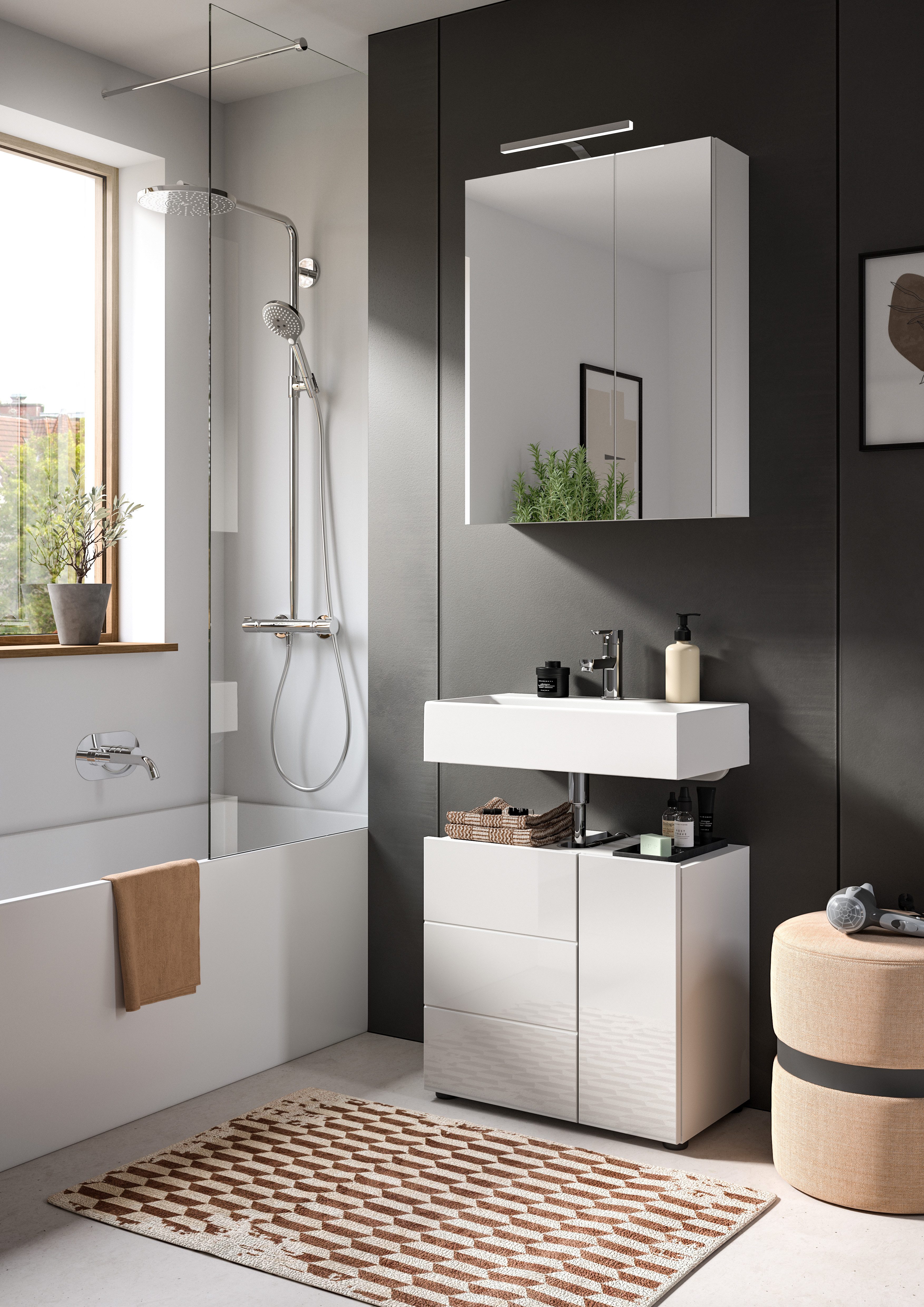 furnling Waschbeckenunterschrank Vera Badschrank mit wasserabweisender Ober günstig online kaufen