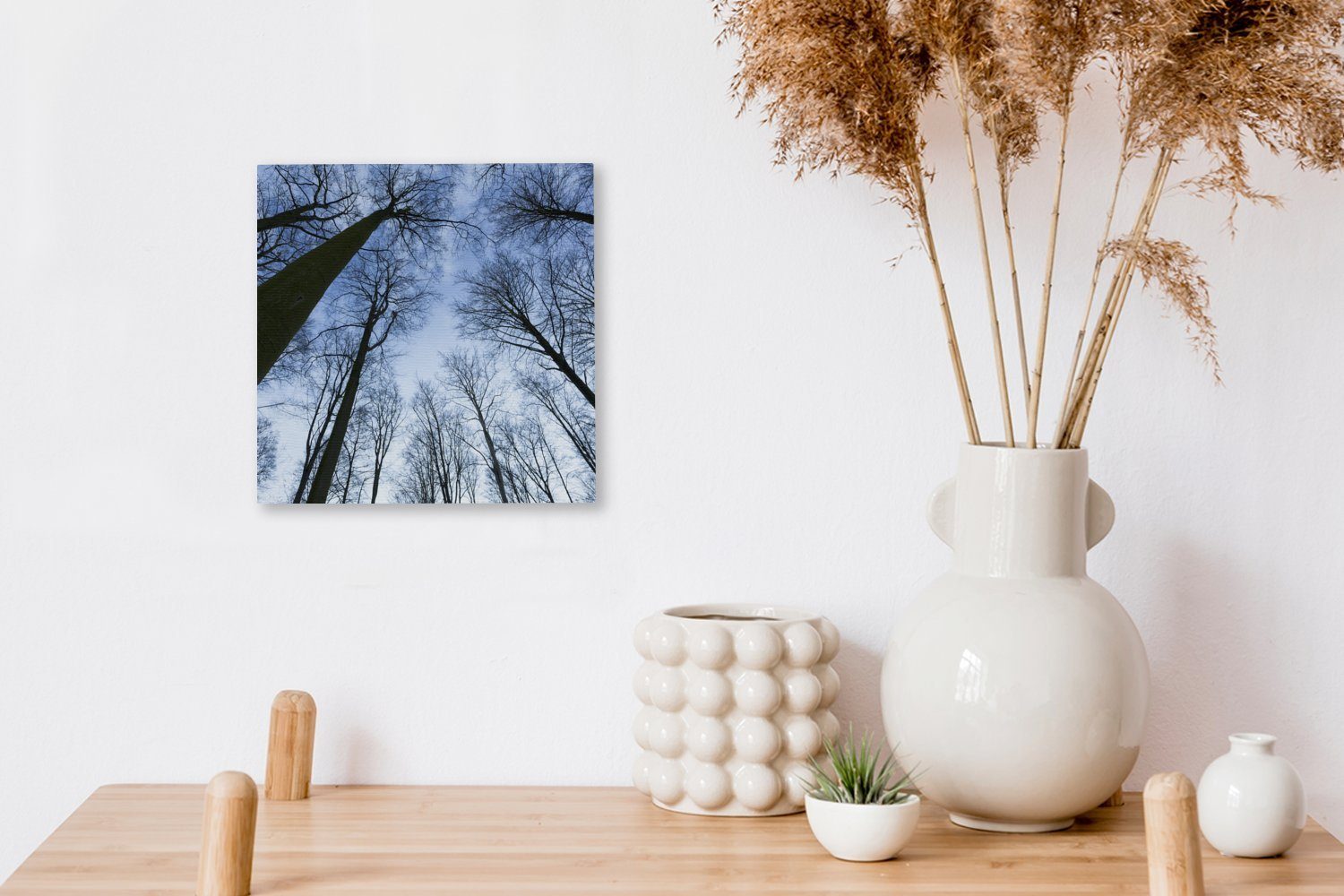Schlafzimmer (1 St), Bilder für Himmel, Leinwandbild OneMillionCanvasses® - Wohnzimmer Wald bunt - Bäume Leinwand