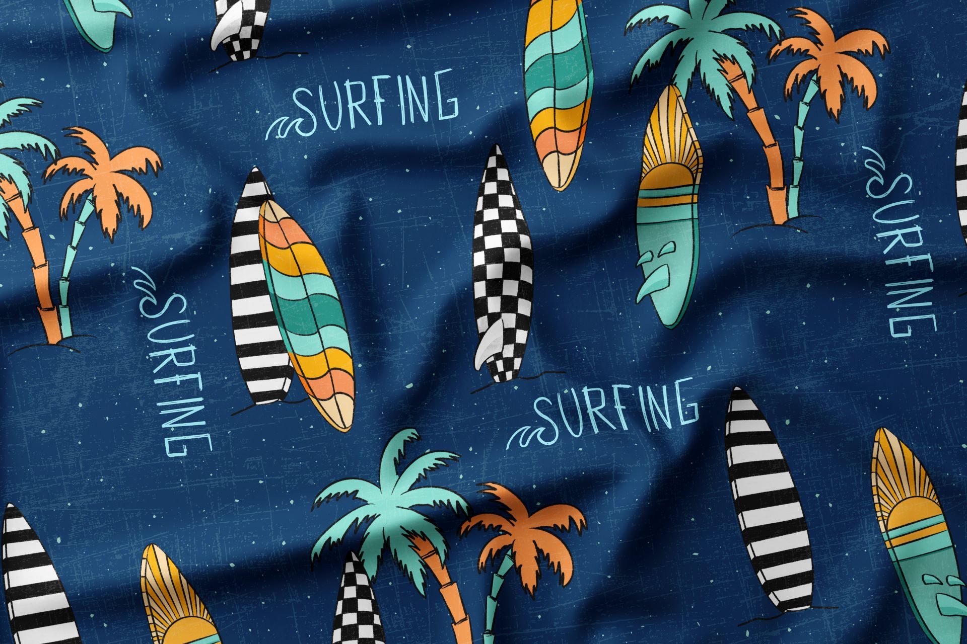 Leylas Welt Stoff Jersey Baumwolle Stoff Surfing 160 cm WB Eigenproduktion Katzengold, Reaktivdruck