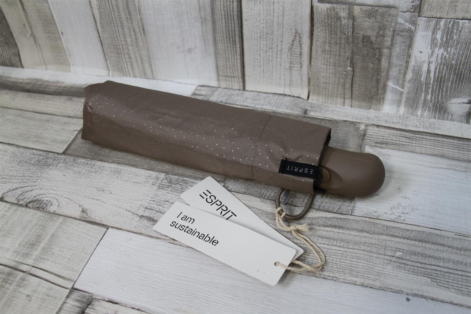 Esprit Taschenregenschirm Taschenschirm beige Glitzersternchen