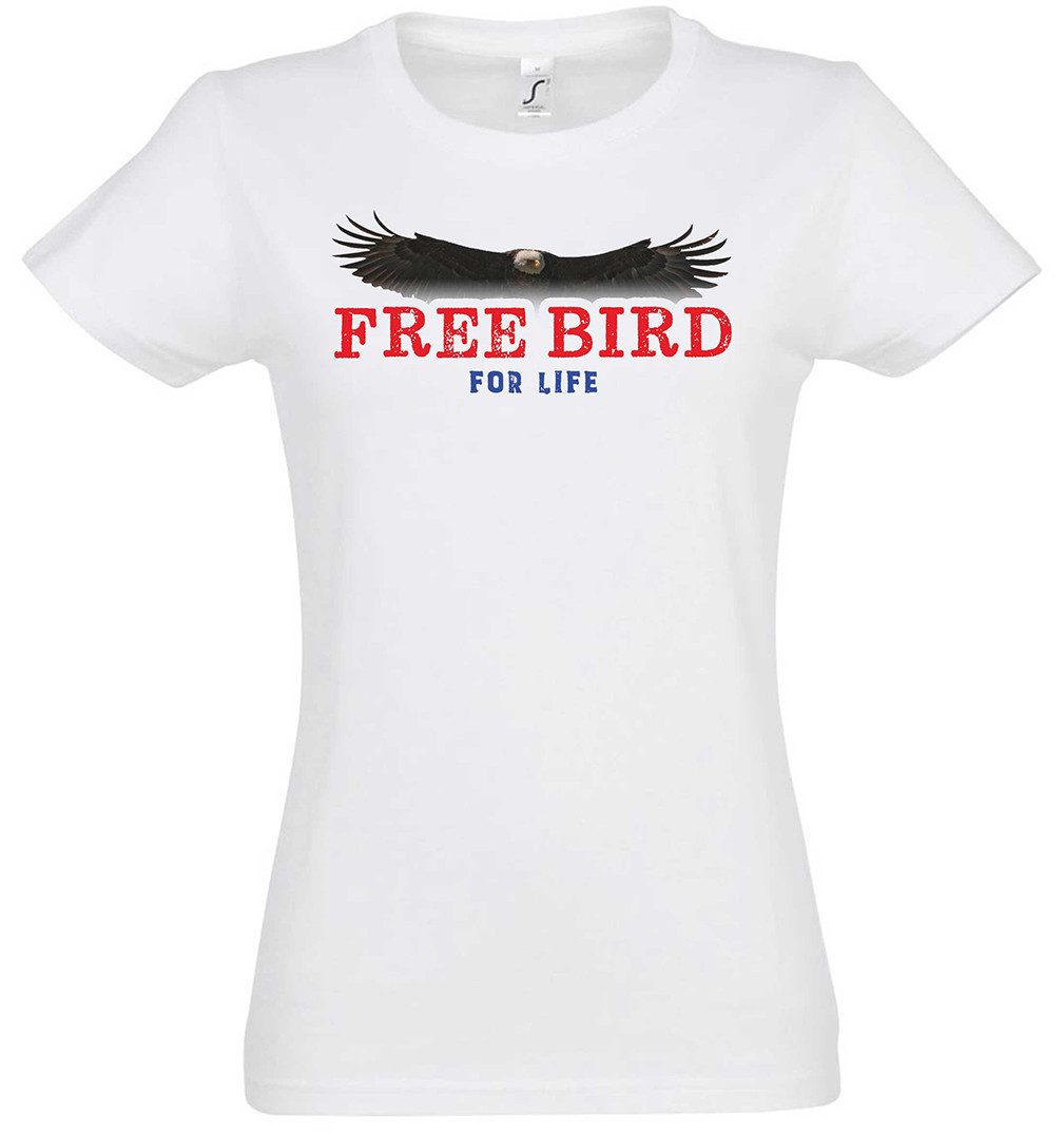 Print-Shirt Free Bird For Life II Damen T-Shirt Adler United States Of America