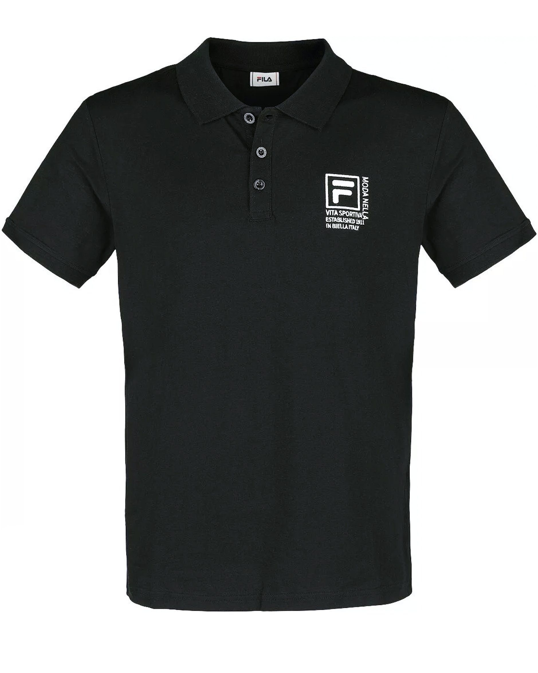 - RIGG Schwarz Logo Shirt Kurzarm Poloshirt Fila