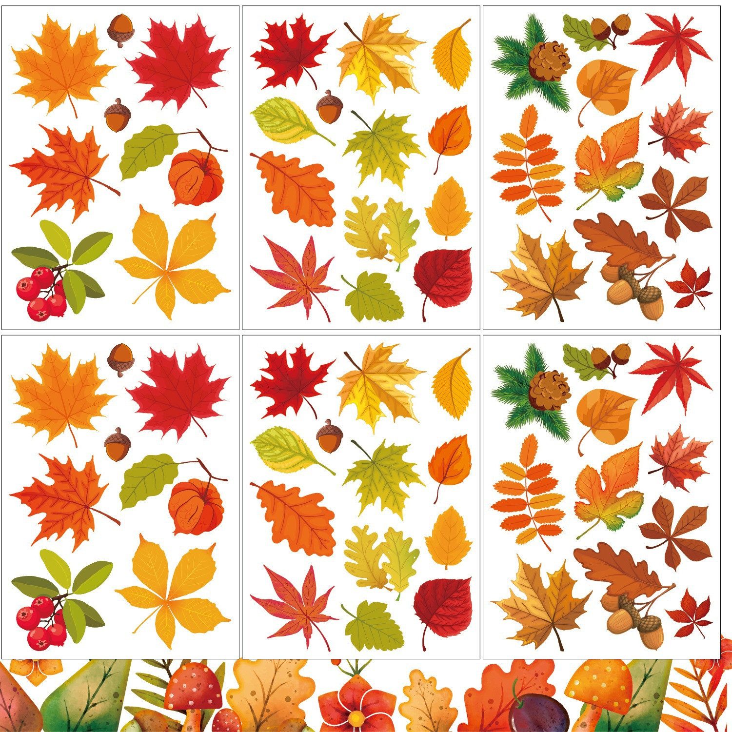 Sorvyzxn Fensterfolie Fensterbilder Herbst, Herbstdeko,Erntedankfest Fensterbilder, Selbstklebend Herbst Deko Aufkleber, für Fenster Kinderzimmer Cafés Hallowee – Bild 2 von 5