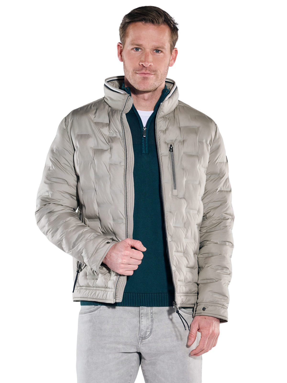 Engbers Steppjacke Herren Steppjacke mit Strickkragen, Beige günstig online kaufen
