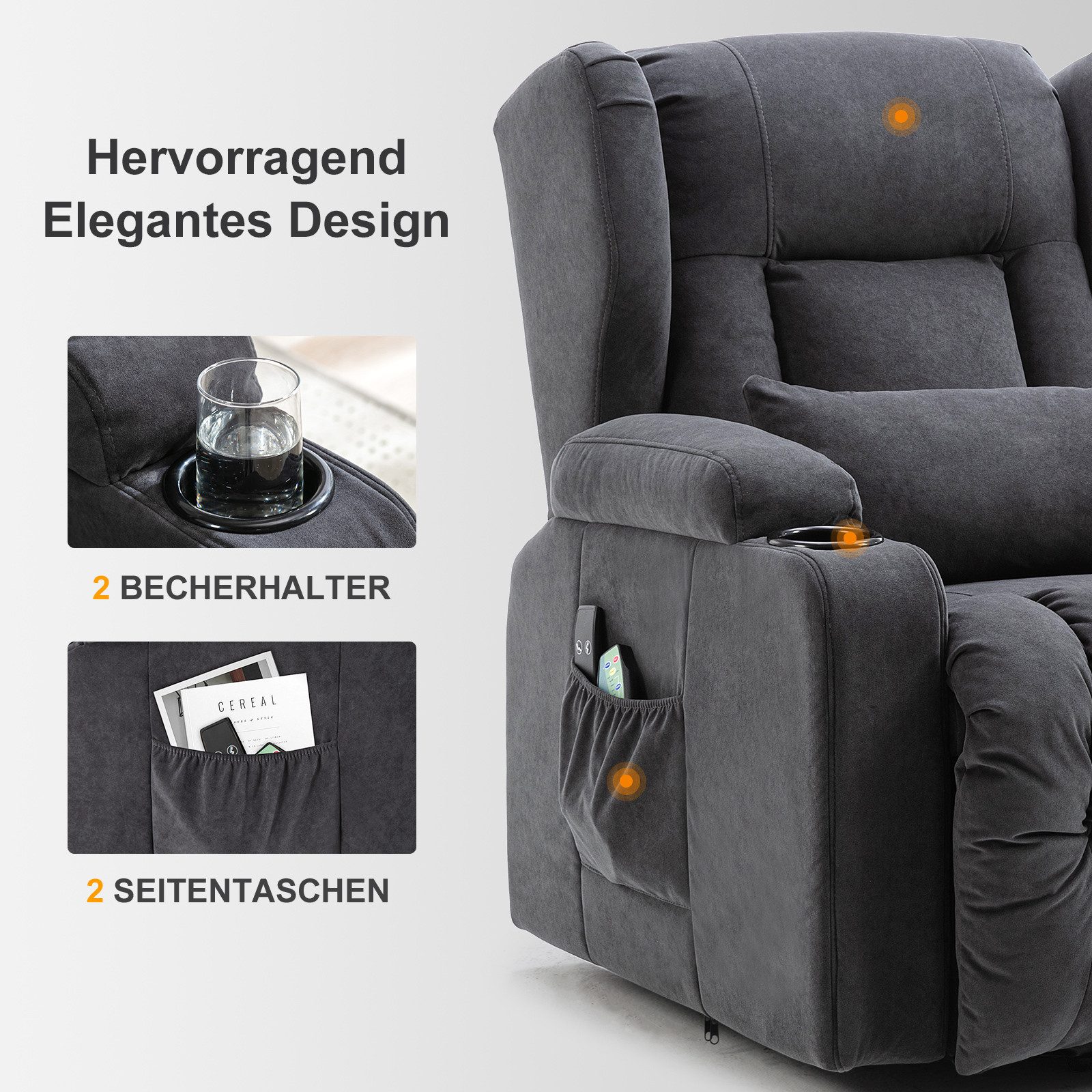 COMHOMA Relaxsessel Relaxsessel Aufstehhilfe Massagesessel mit günstig online kaufen