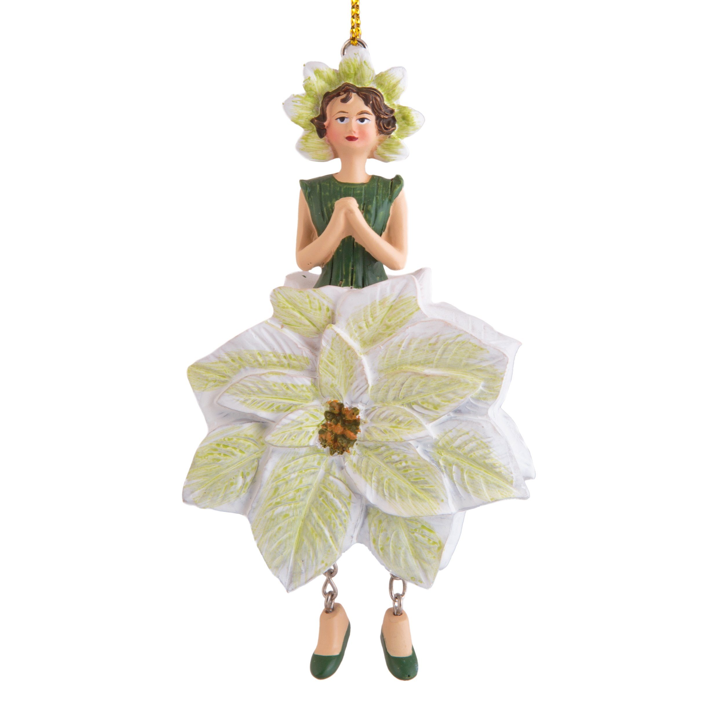 Figur Hängen aus Heidelberg Deko-Objekt, ROSEMARIE Dekofigur Blumen Weihnachtsstern weiß Polyresin SCHULZ Handbemalte Dekohänger zum