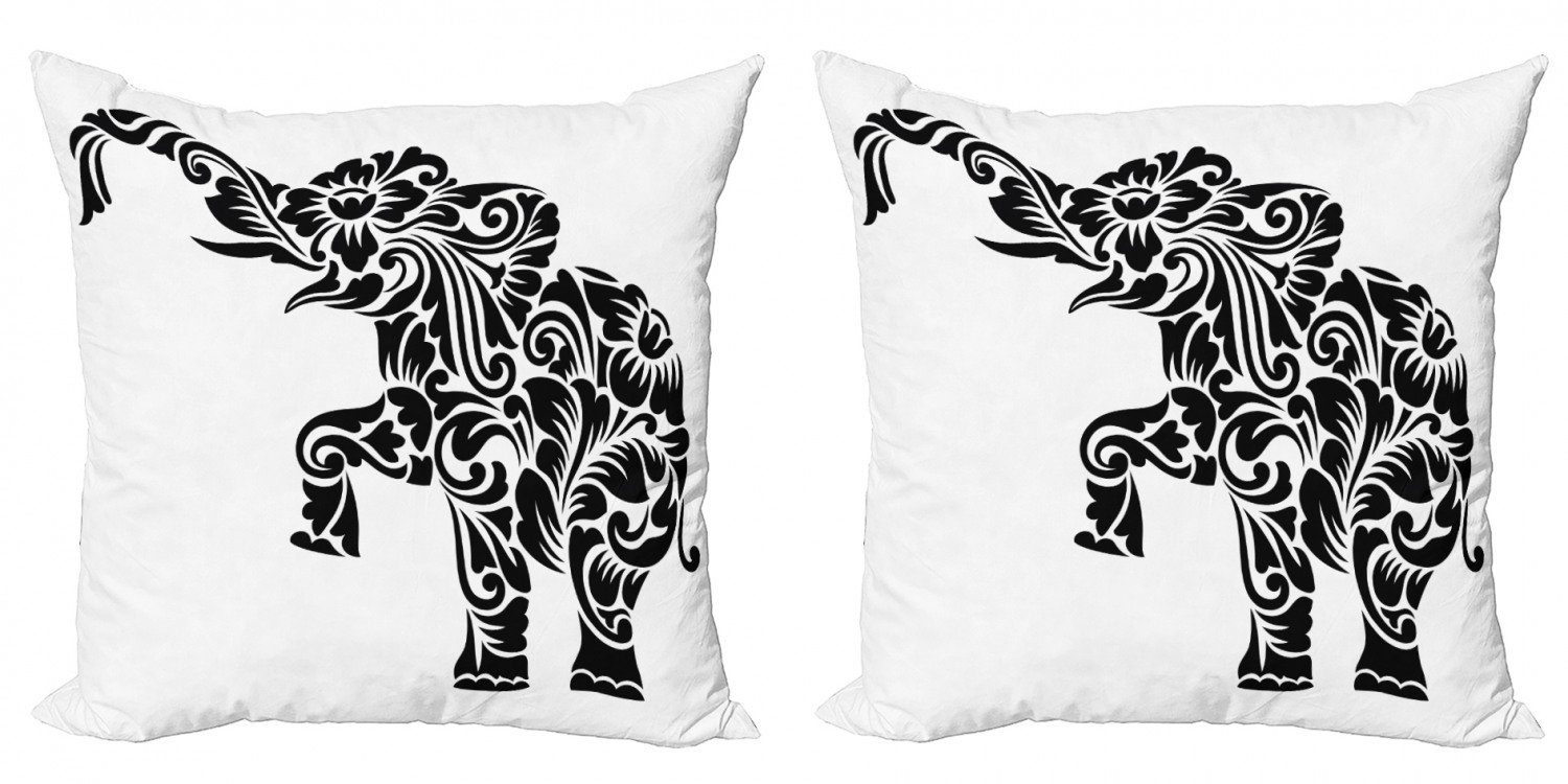 Kissenbezüge Modern Accent Doppelseitiger Digitaldruck, Abakuhaus (2 Stück), Elefant Blumenverzierung Kunst