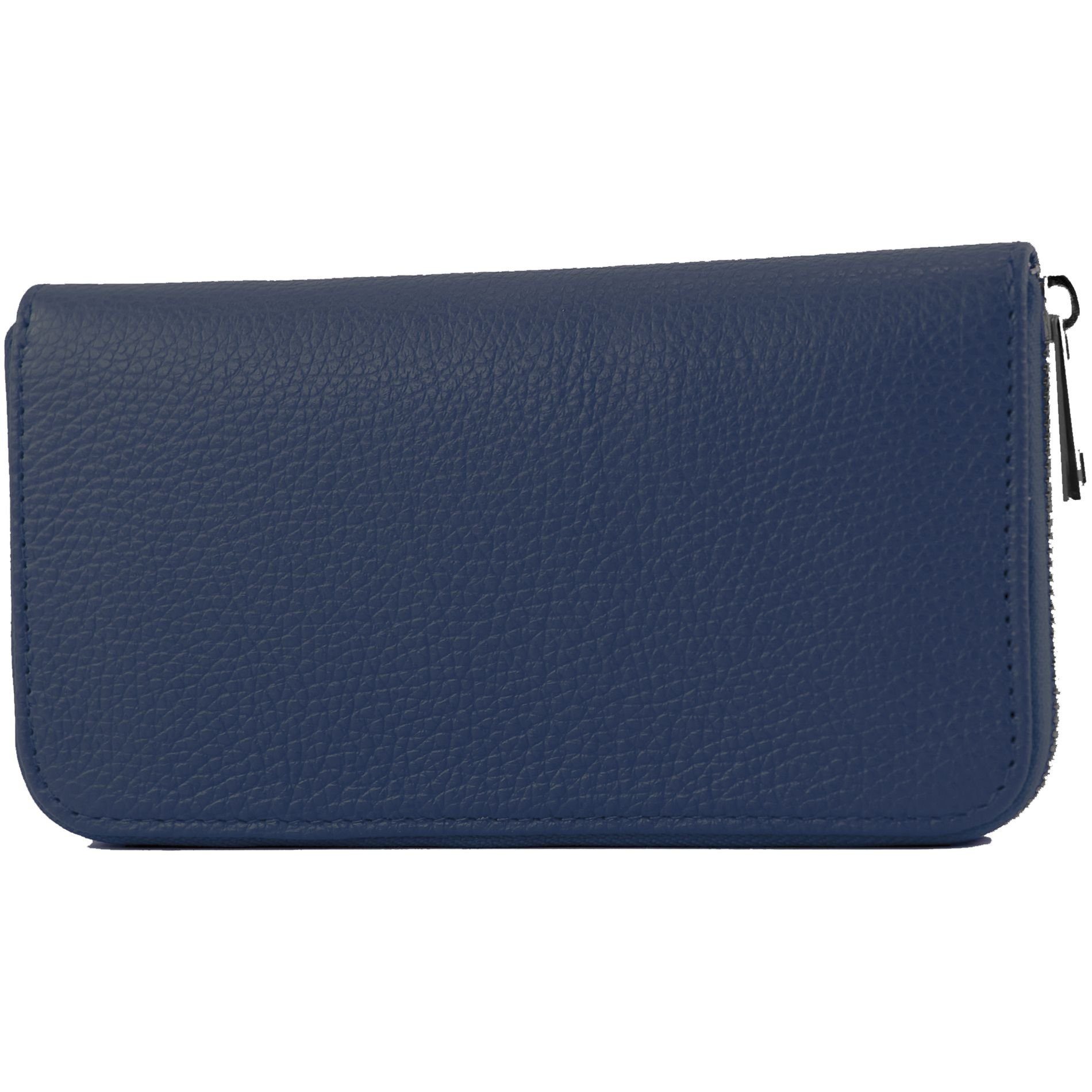 modamoda de Clutch SILBER-P02, Echtleder Handmade in Italy Dunkelblau