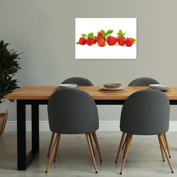 wandmotiv24 Leinwandbild frische Erdbeeren, Rot, Grün, Obst, Essen & Trinken (1 St), Wandbild, Wanddeko, Leinwandbilder in versch. Größen