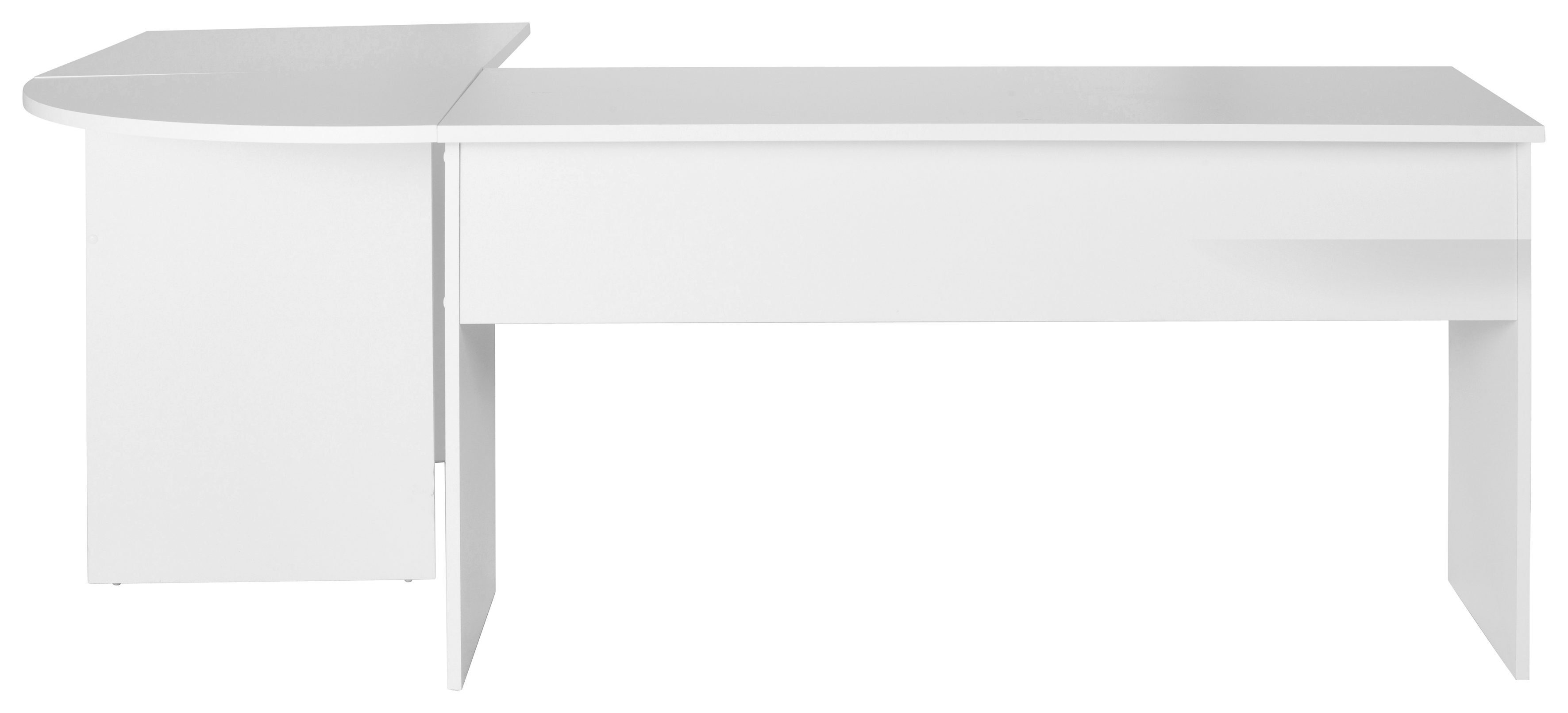 in FMD moderner Winkel-Schreibtisch, 205/155x75,4x65,0 cm Eckschreibtisch, Made weiß Germany,