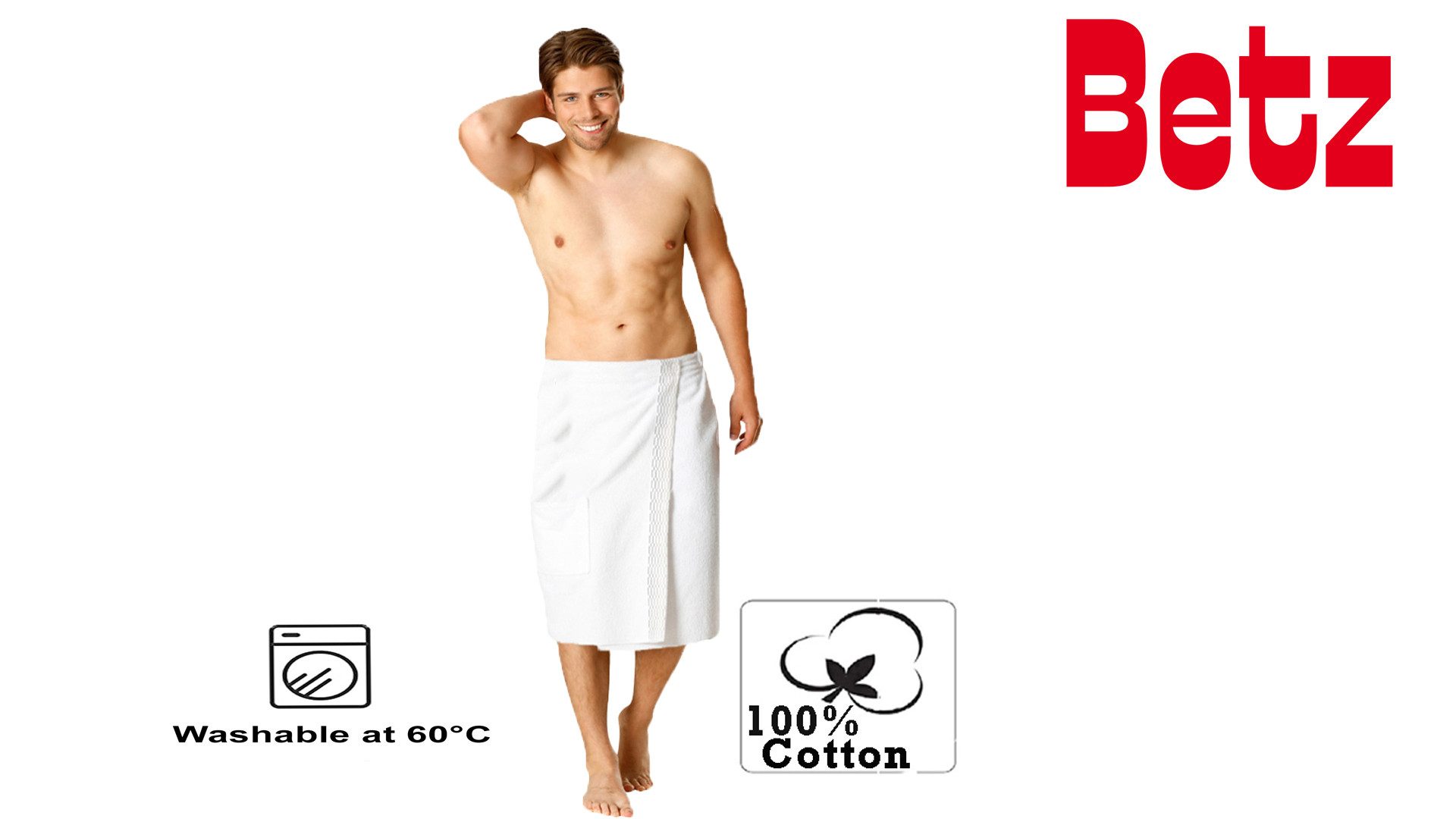Betz Kilt Herren Saunakilt Frottee mit Klettverschluss, wadenlang, Baumwolle, Klettverschluss, Klettverschluss, Gummizug
