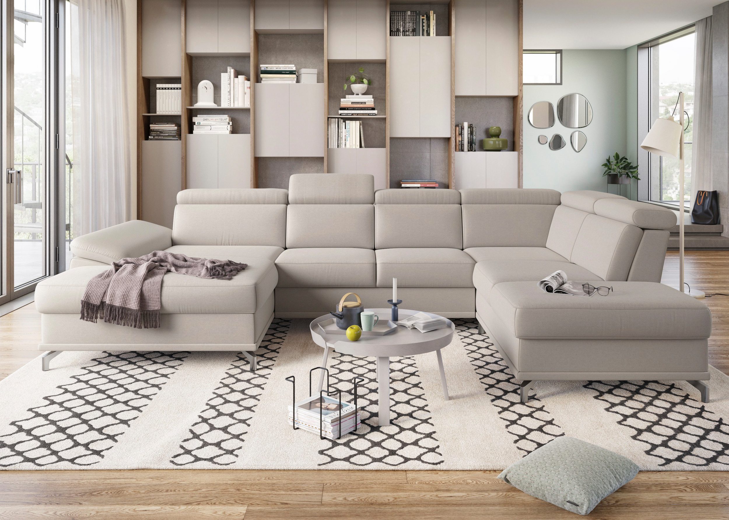 SIT&MORE Wohnlandschaft CABRIO U-Form, mit Sitztiefenverstellung - Eirnichtungsbeispiel