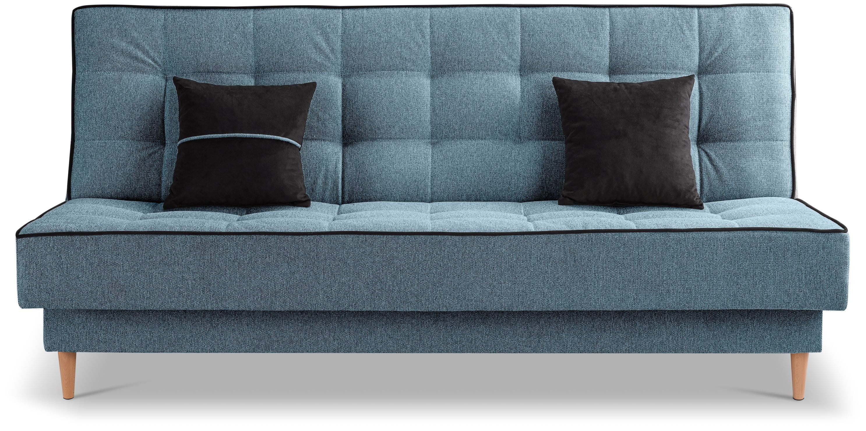 xonox.home Schlafsofa, 3 Sitzer aus Strukturstoff in blau inkl. Zierkissen B/H/T: 199x91x91cm