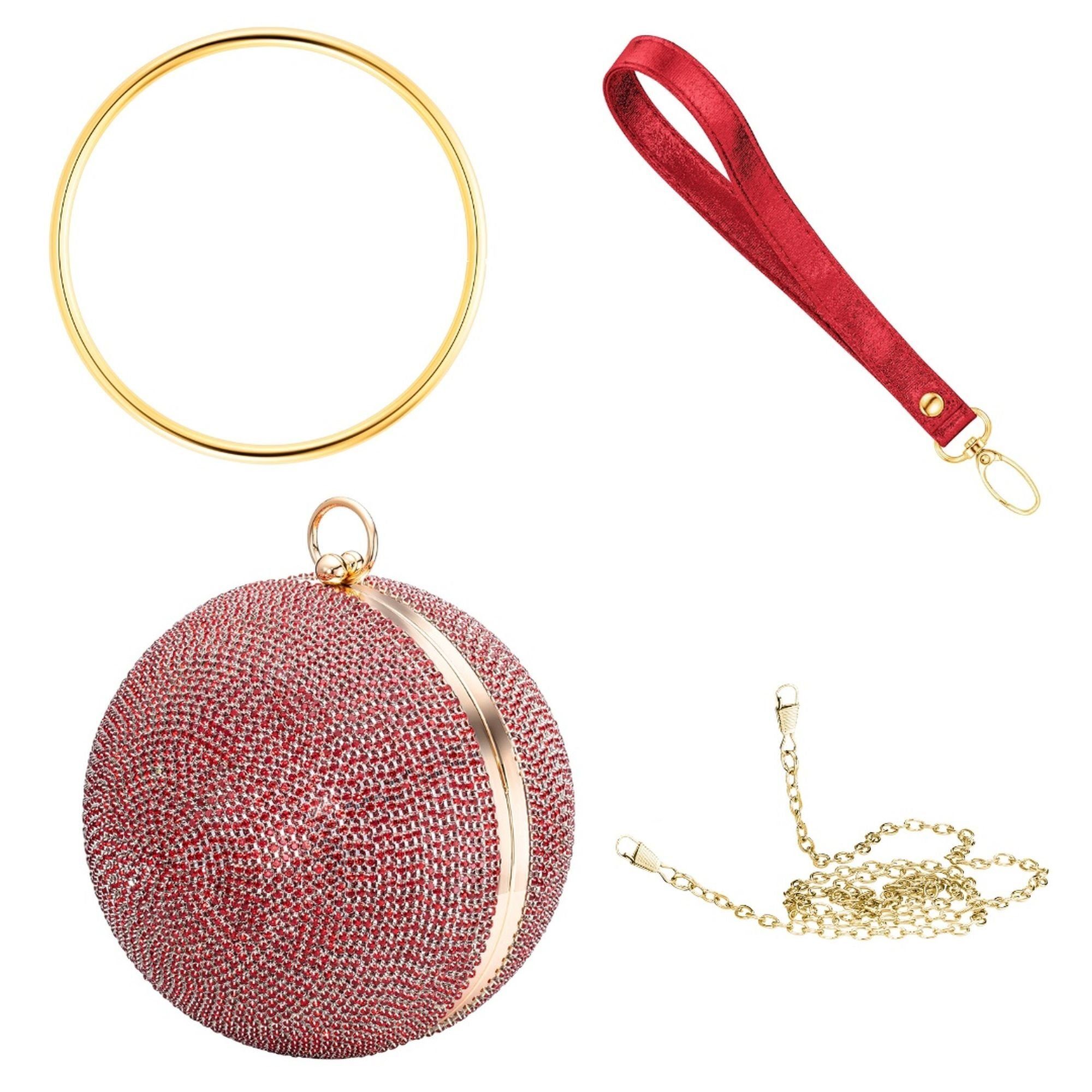 Abendtasche Metall mit Zirkonia rot